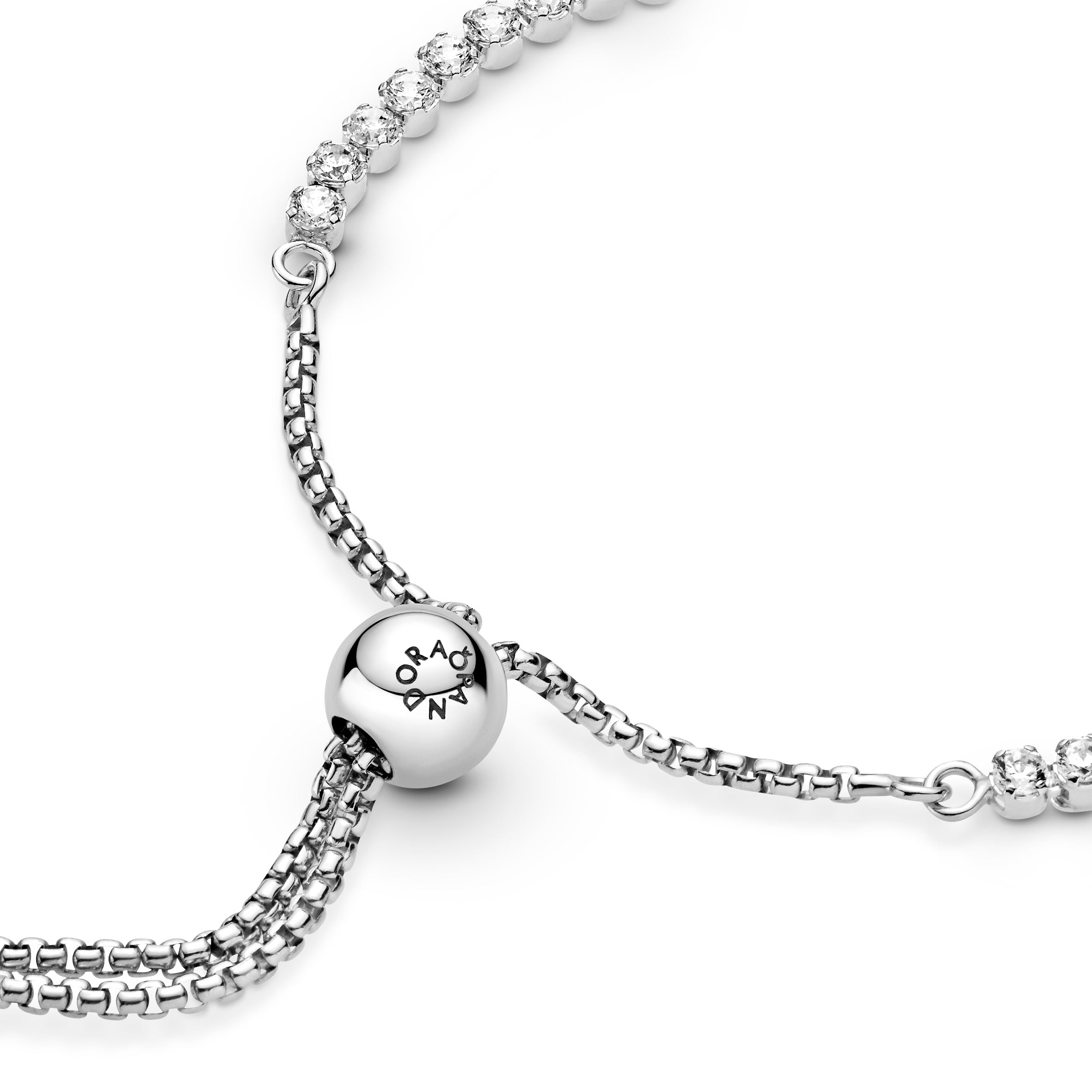 Rhodium Plated Sterling Silver Bracelet With Clear Cubic Zirconia