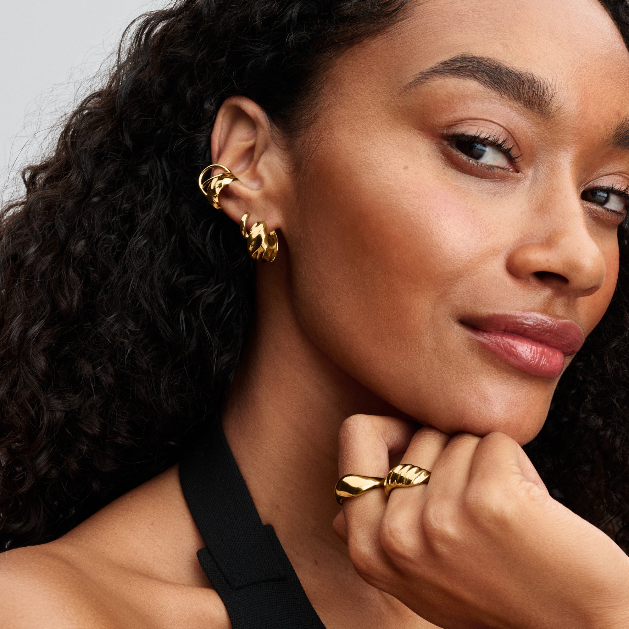 Rippled 14K Gold-Plated Hoop Earrings