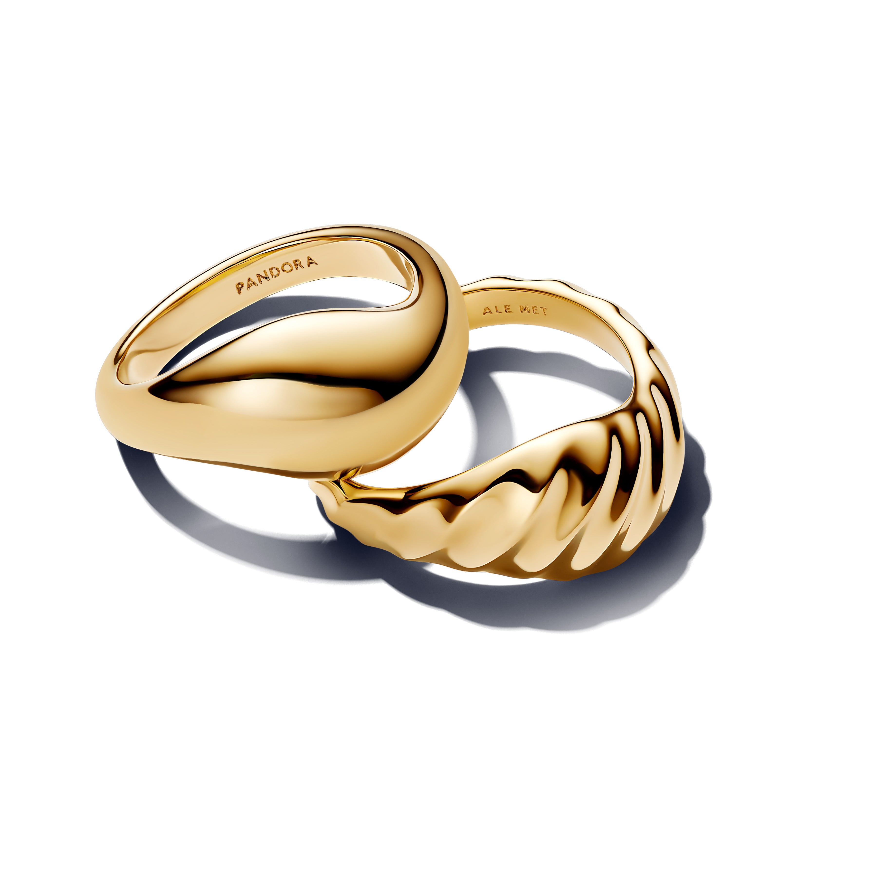 Rippled 14K Gold-Plated Ring Set