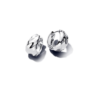 Rippled Sterling Silver Hoop Earrings