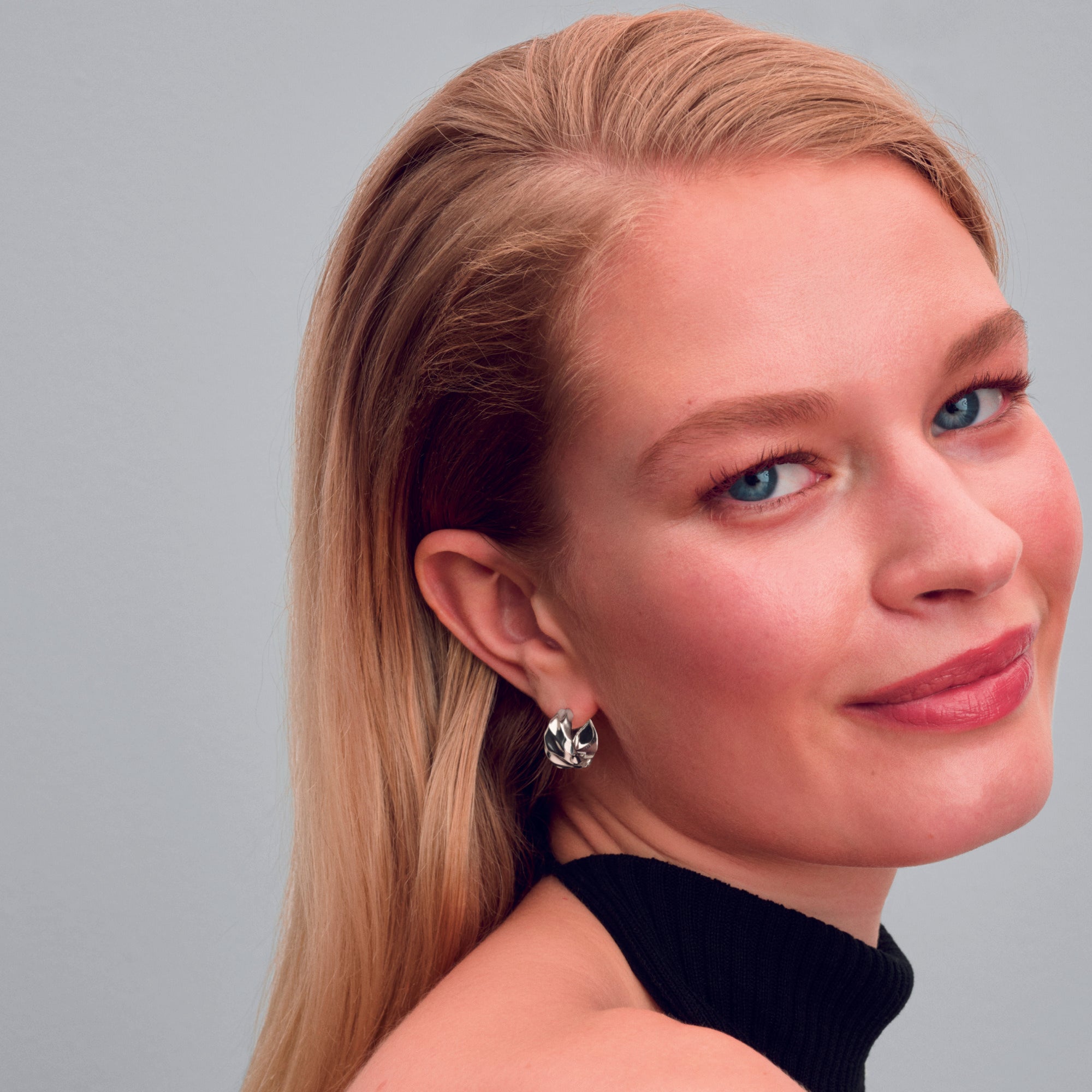 Rippled Sterling Silver Hoop Earrings