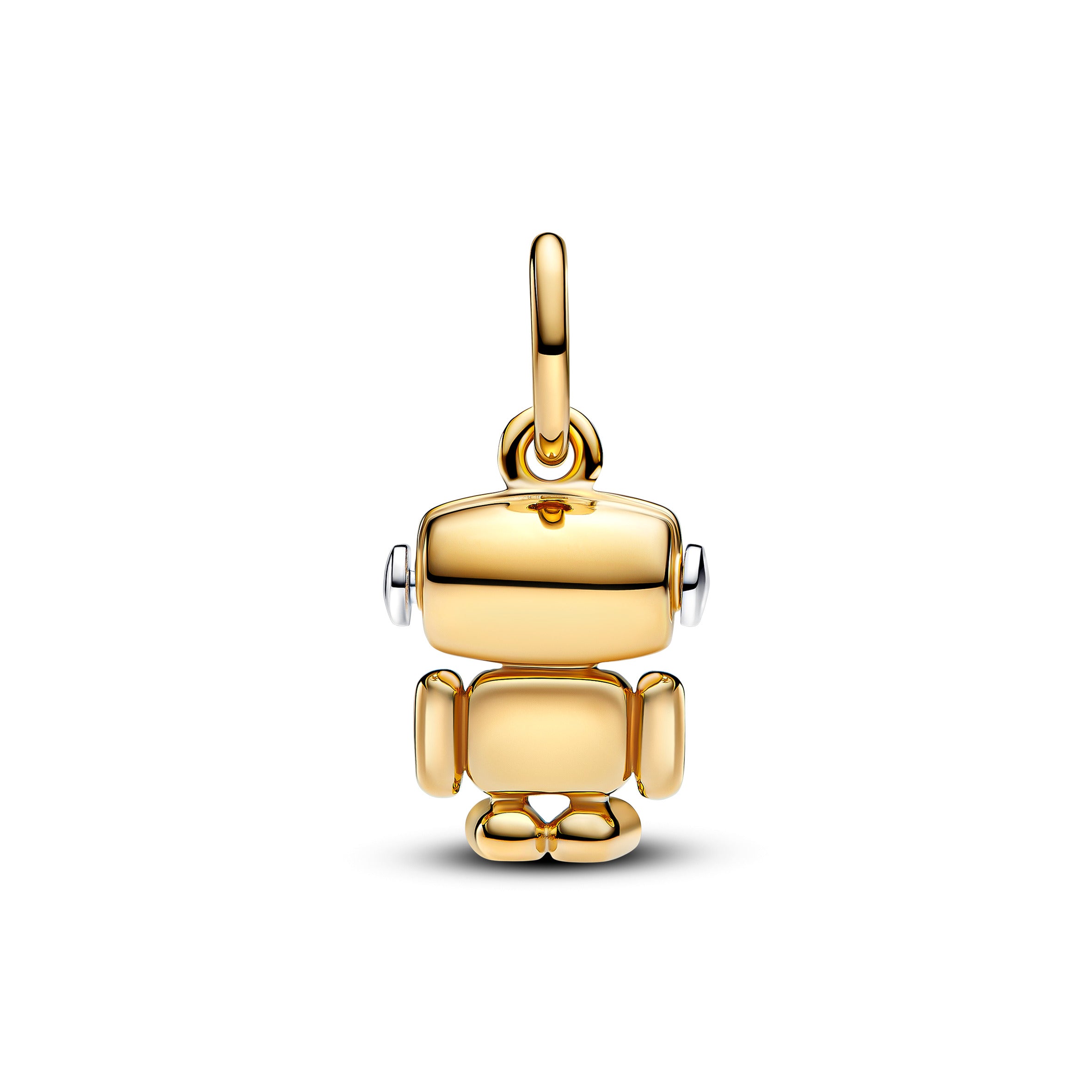 Robot Sterling Silver And 14K Gold-Plated Dangle With Shimmering Pink Enamel