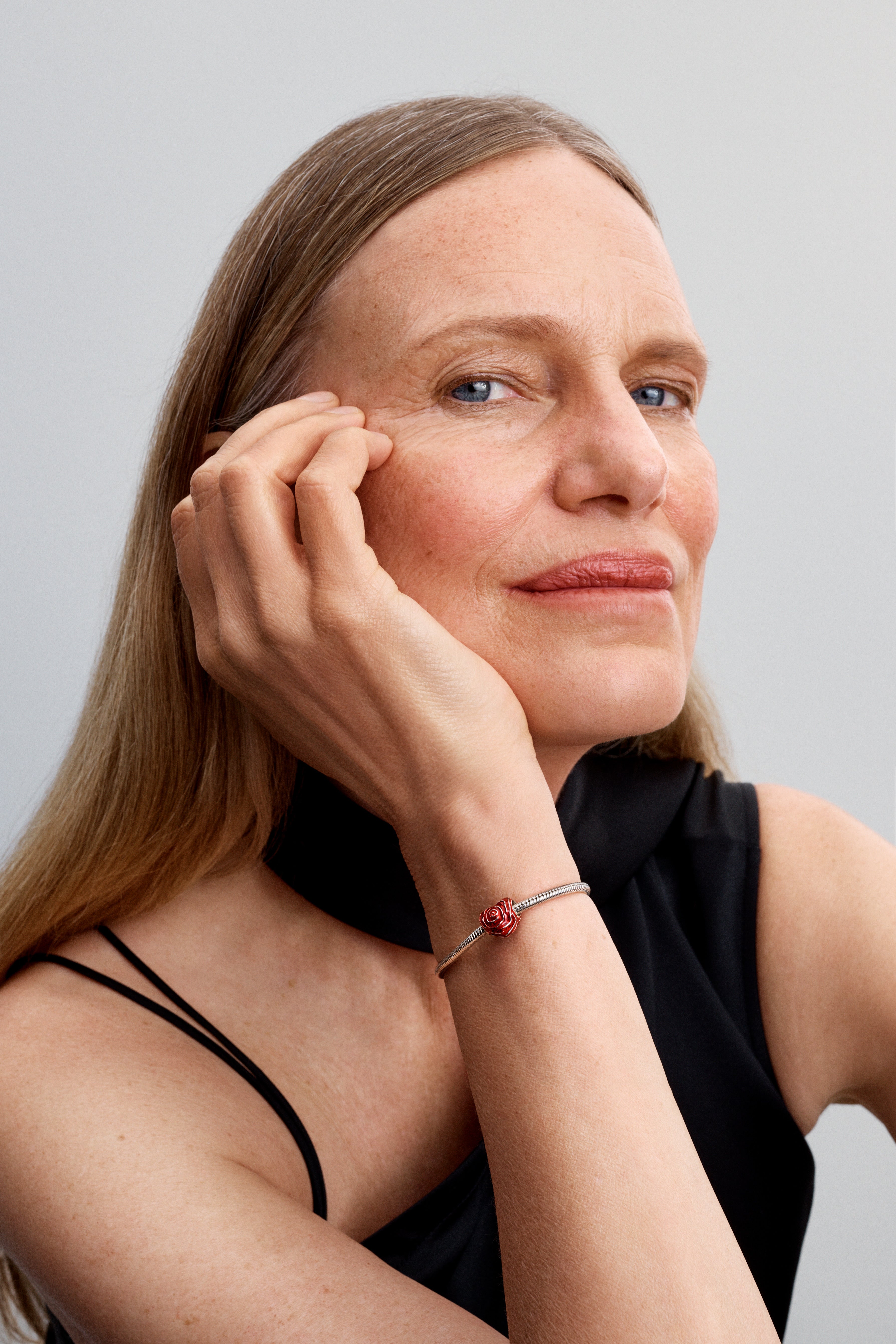 Rose Heart Sterling Silver Charm With Red Enamel