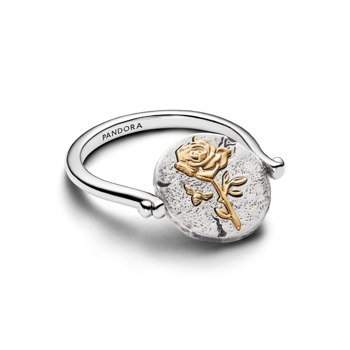 Rose Sterling Silver And 14K Gold-Plated Spinnable Ring