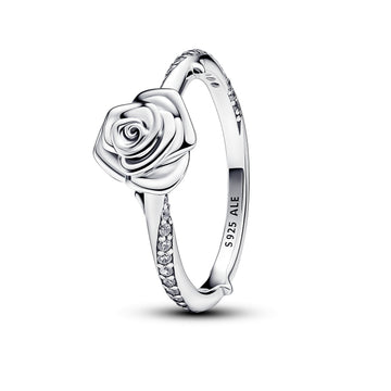 Rose Sterling Silver Ring With Clear Cubic Zirconia