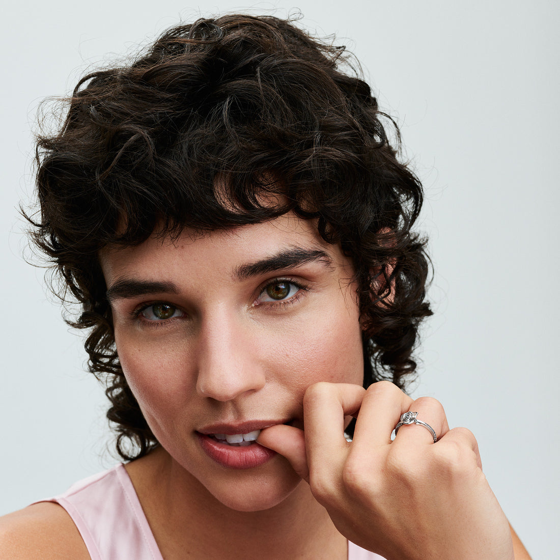 Rose Sterling Silver Ring With Clear Cubic Zirconia