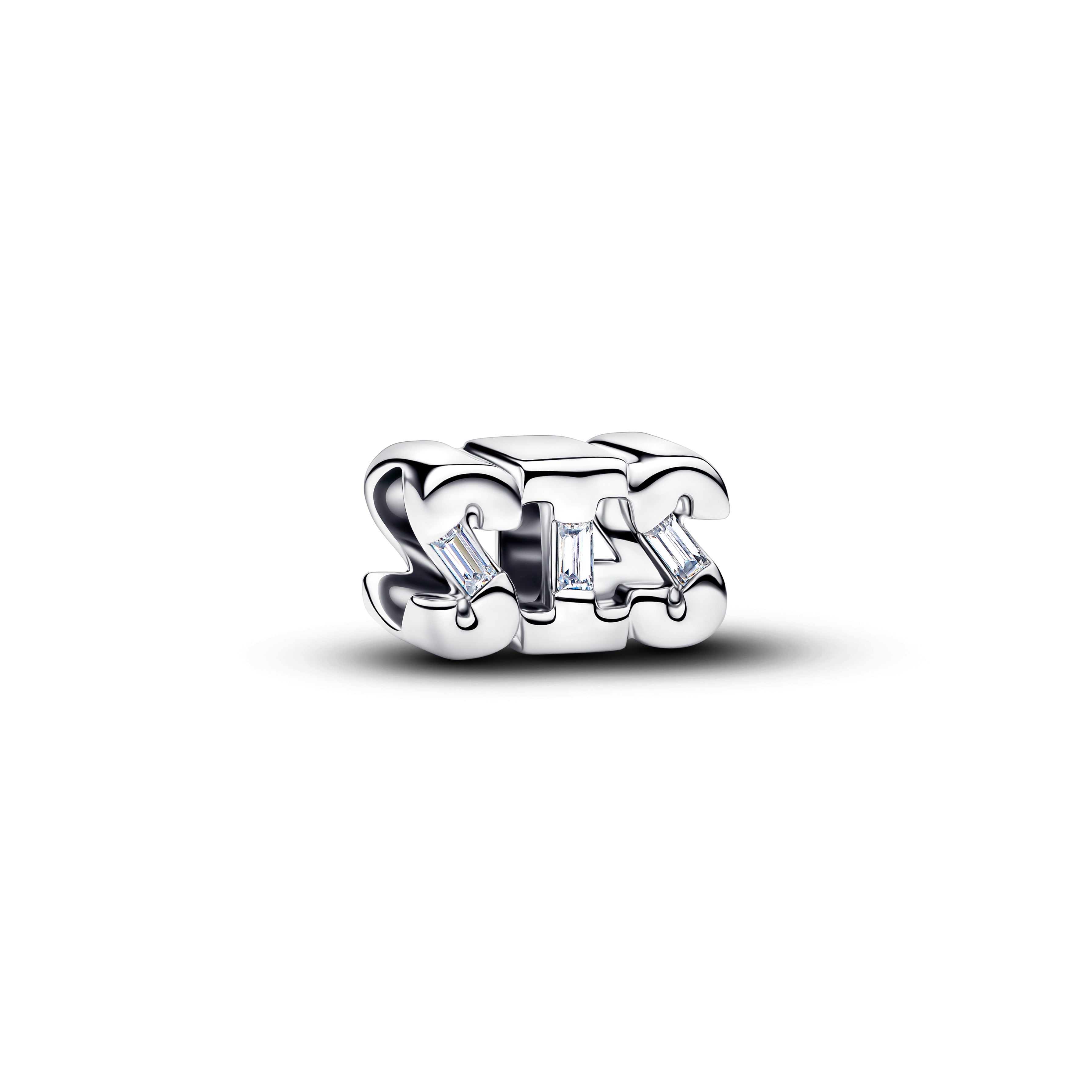 Sis Sterling Silver Charm With Clear Cubic Zirconia