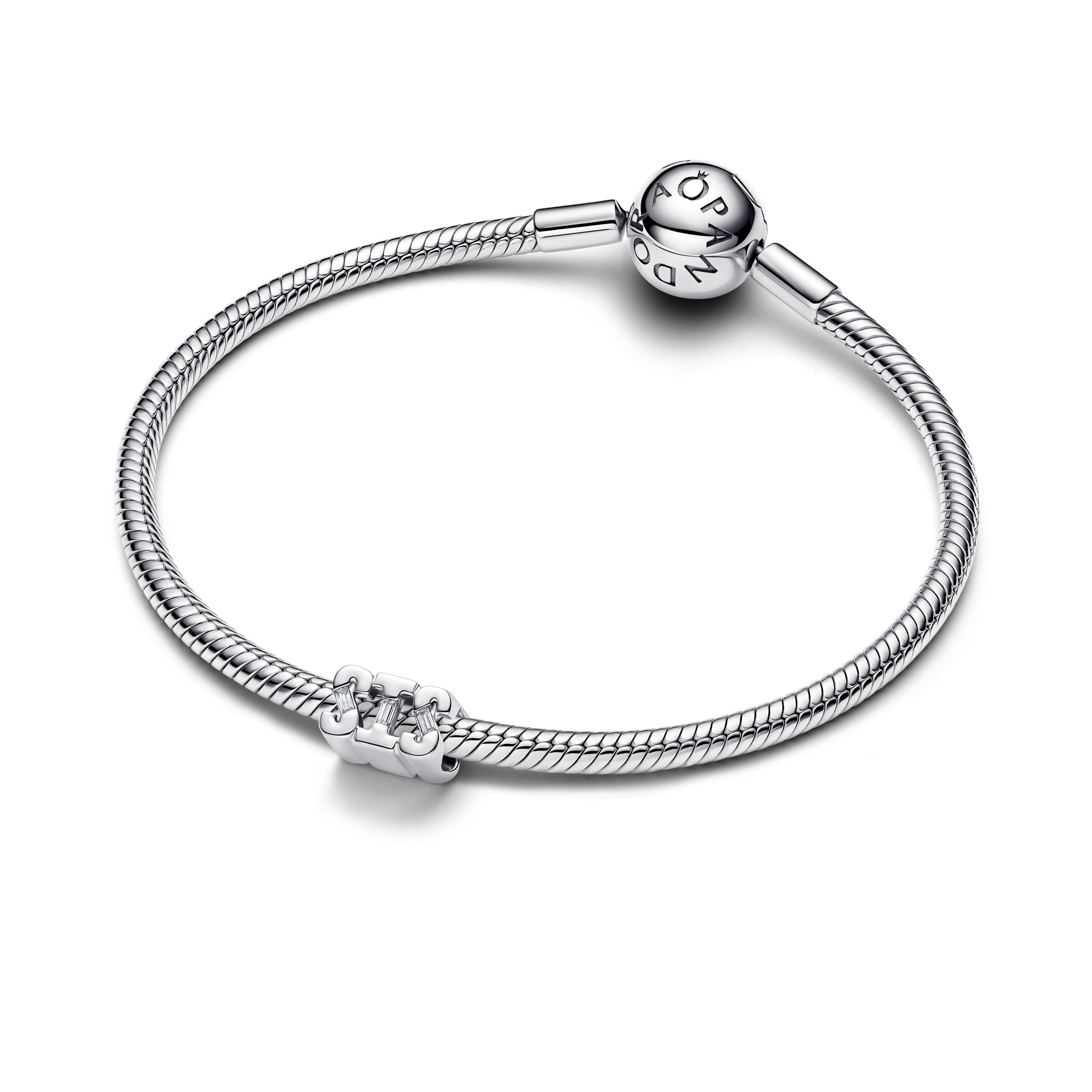 Sis Sterling Silver Charm With Clear Cubic Zirconia