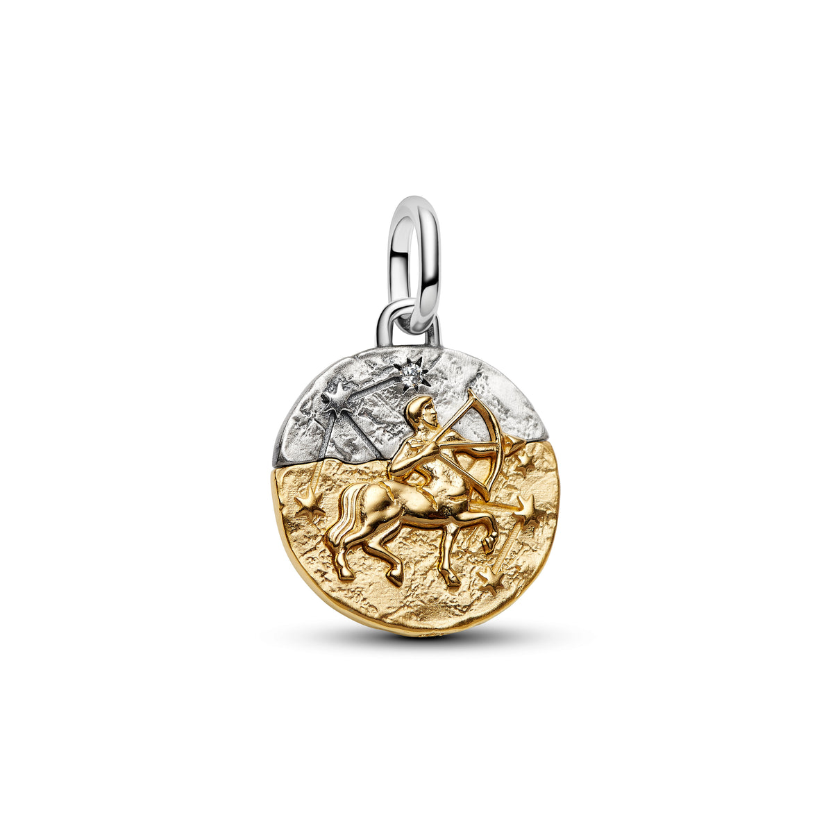 Sagittarius Sterling Silver And 14K Gold-Plated Medallion With Clear Cubic Zirconia