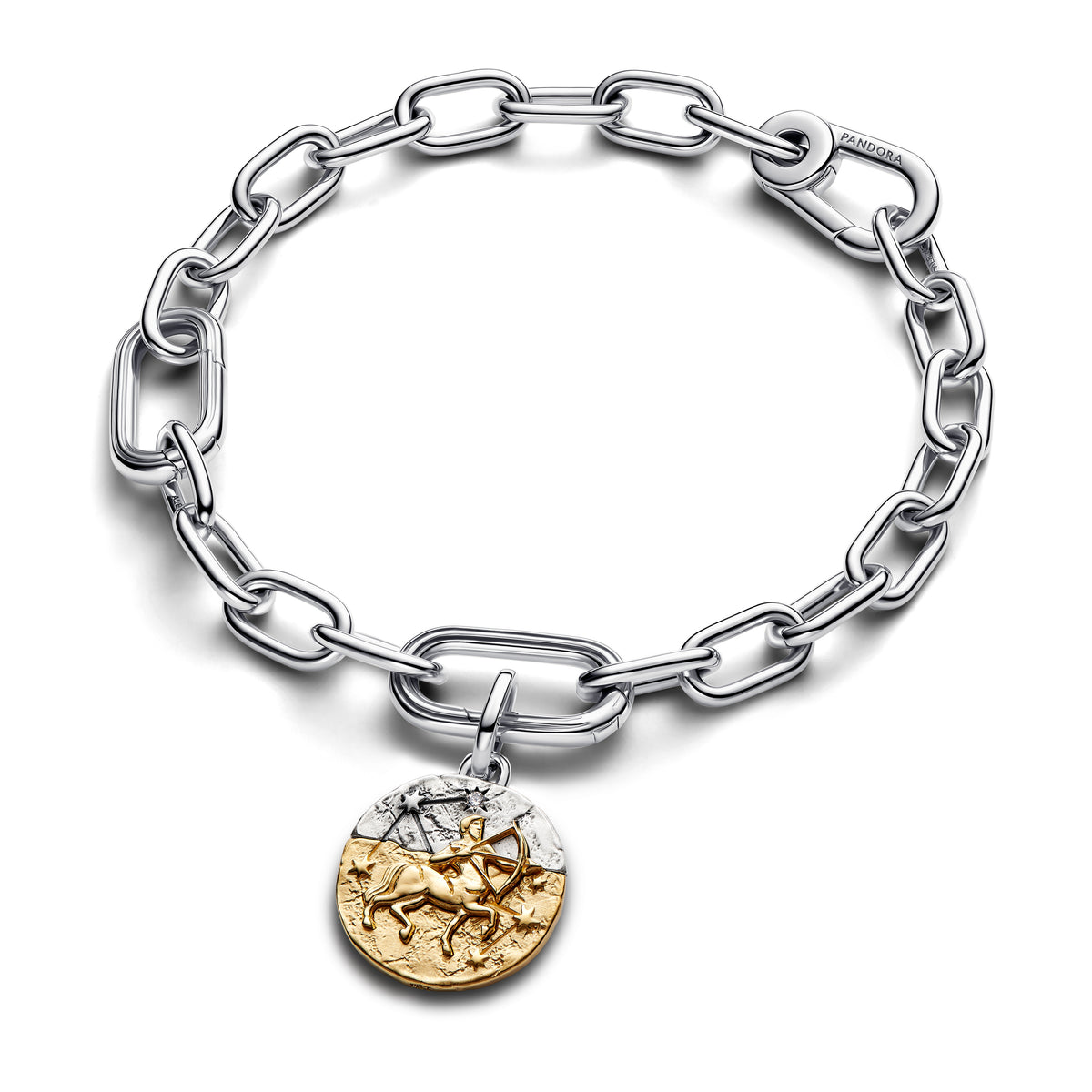 Sagittarius Sterling Silver And 14K Gold-Plated Medallion With Clear Cubic Zirconia