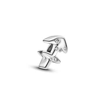 Sagittarius Sterling Silver Charm With Clear Cubic Zirconia