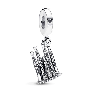 Sagrada Familia Sterling Silver Dangle With Clear Cubic Zirconia