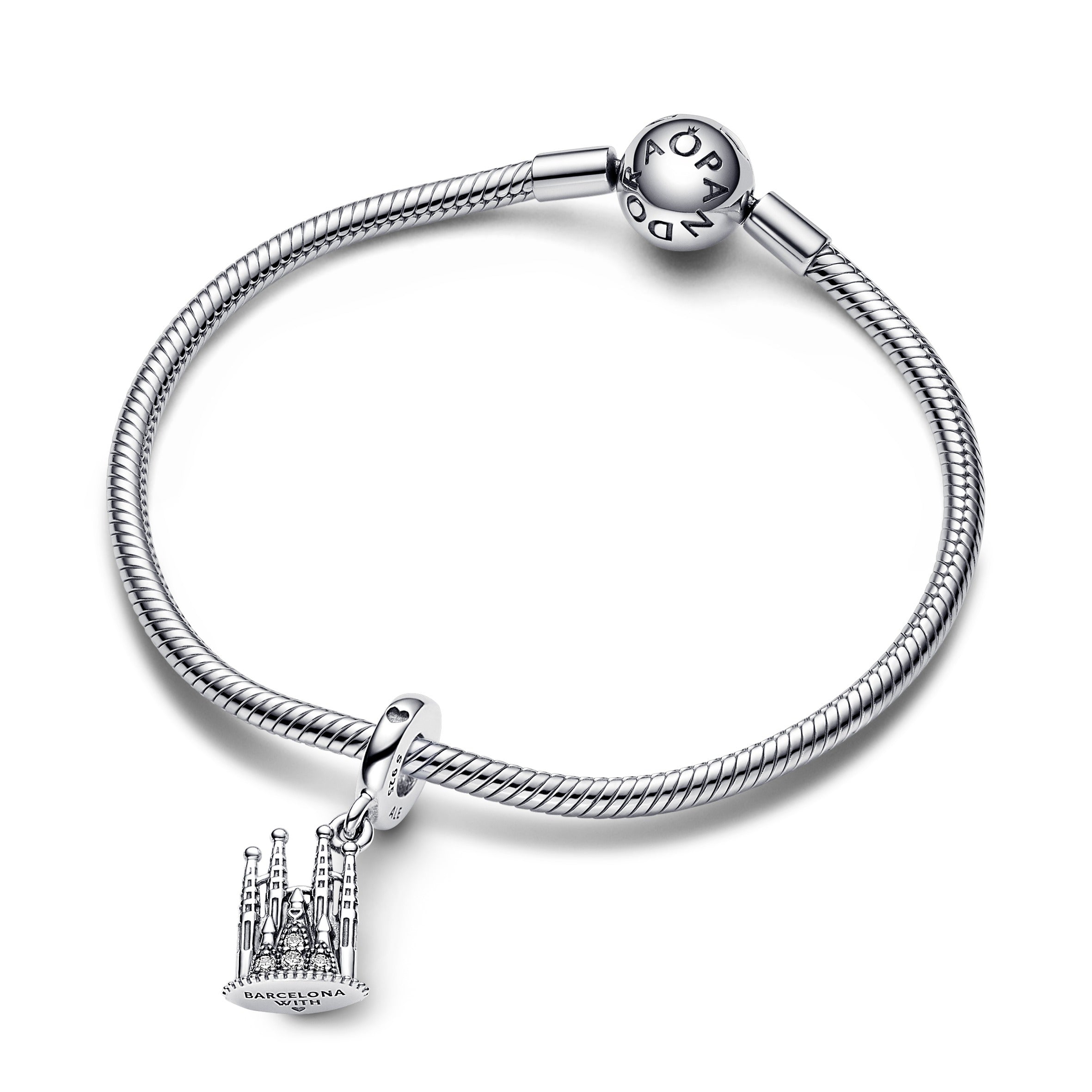 Sagrada Familia Sterling Silver Dangle With Clear Cubic Zirconia