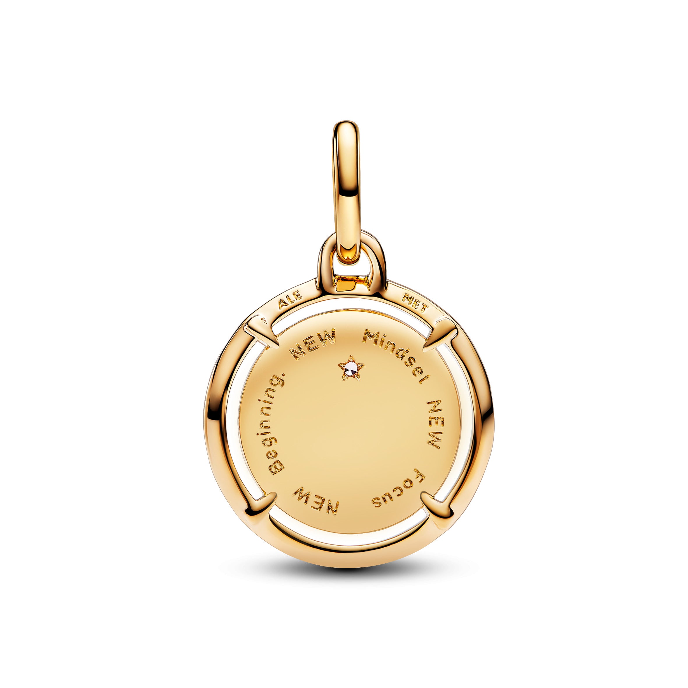 Scarab 14K Gold-Plated Medallion With Pink Cubic Zirconia, Shimmering White, Shaded Blue And Green Enamel