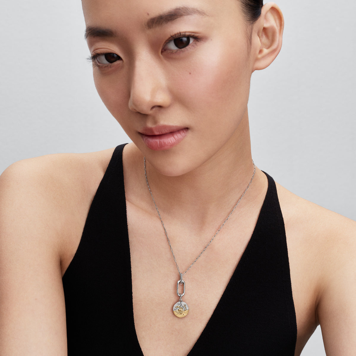 Scorpius Sterling Silver And 14K Gold-Plated Medallion With Clear Cubic Zirconia