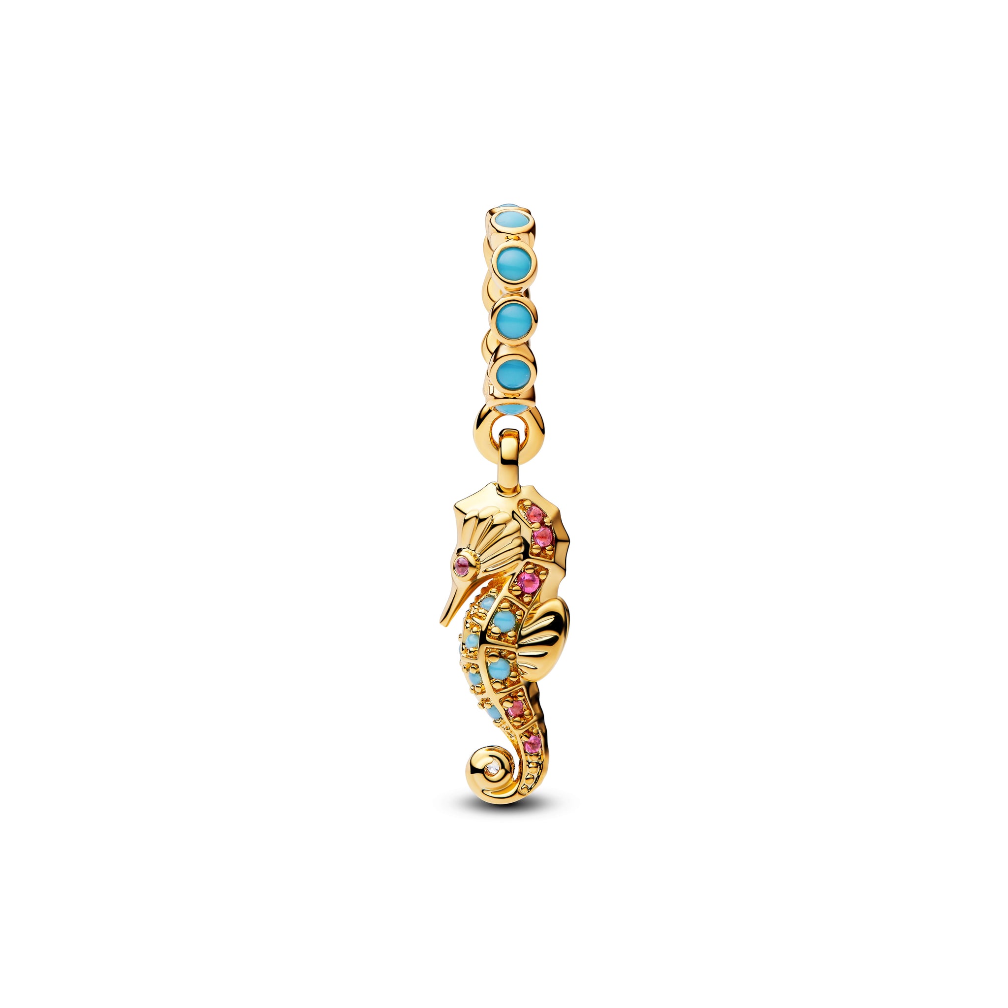 Seahorse 14K Gold-Plated Dangle With Clear Cubic Zirconia, Capri Blue Crystal And Phlox Pink Crystal