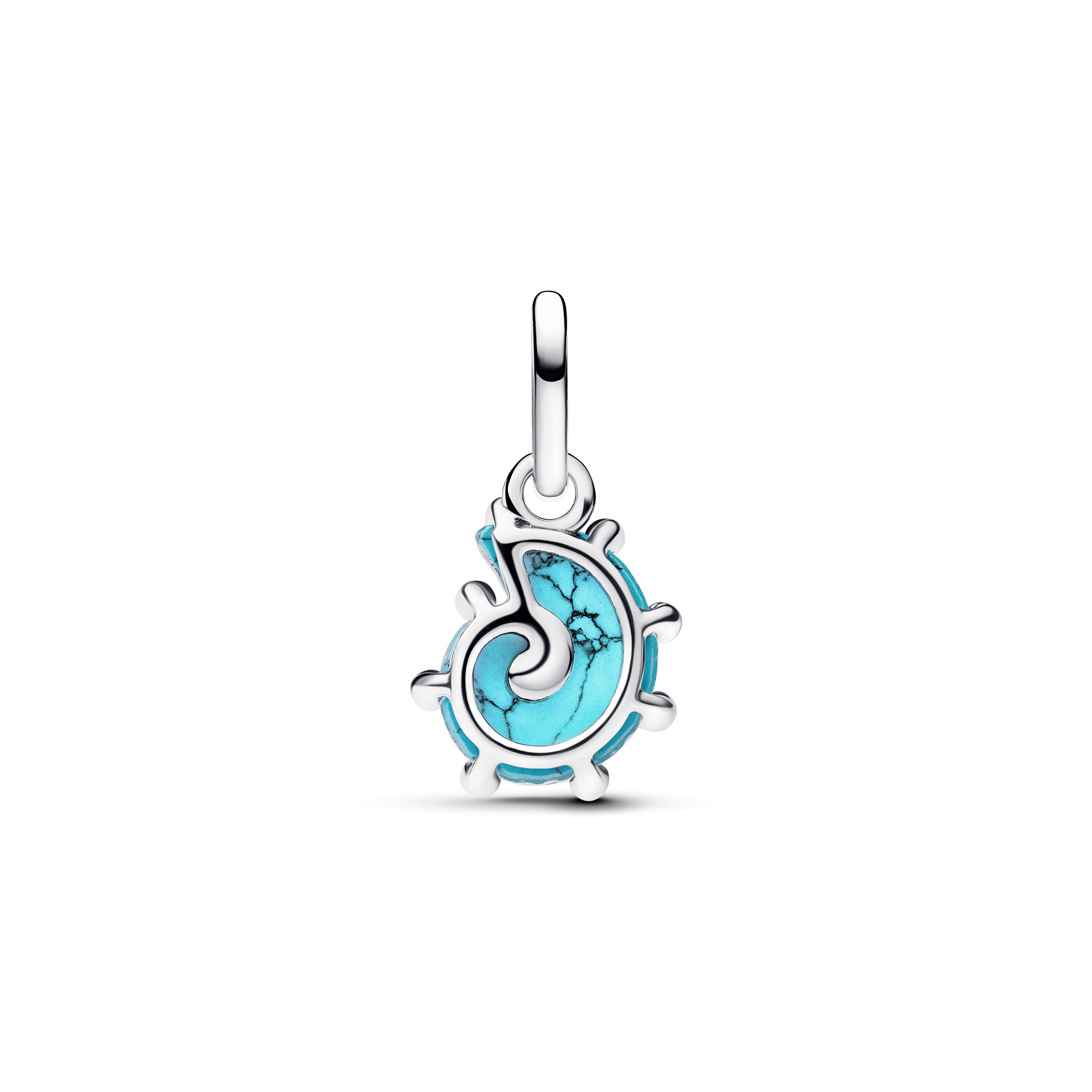 Sea Snail Sterling Silver Dangle With Capri Blue Crystal, Clear Cubic Zirconia, Imitation Turquoise And Murano Glass