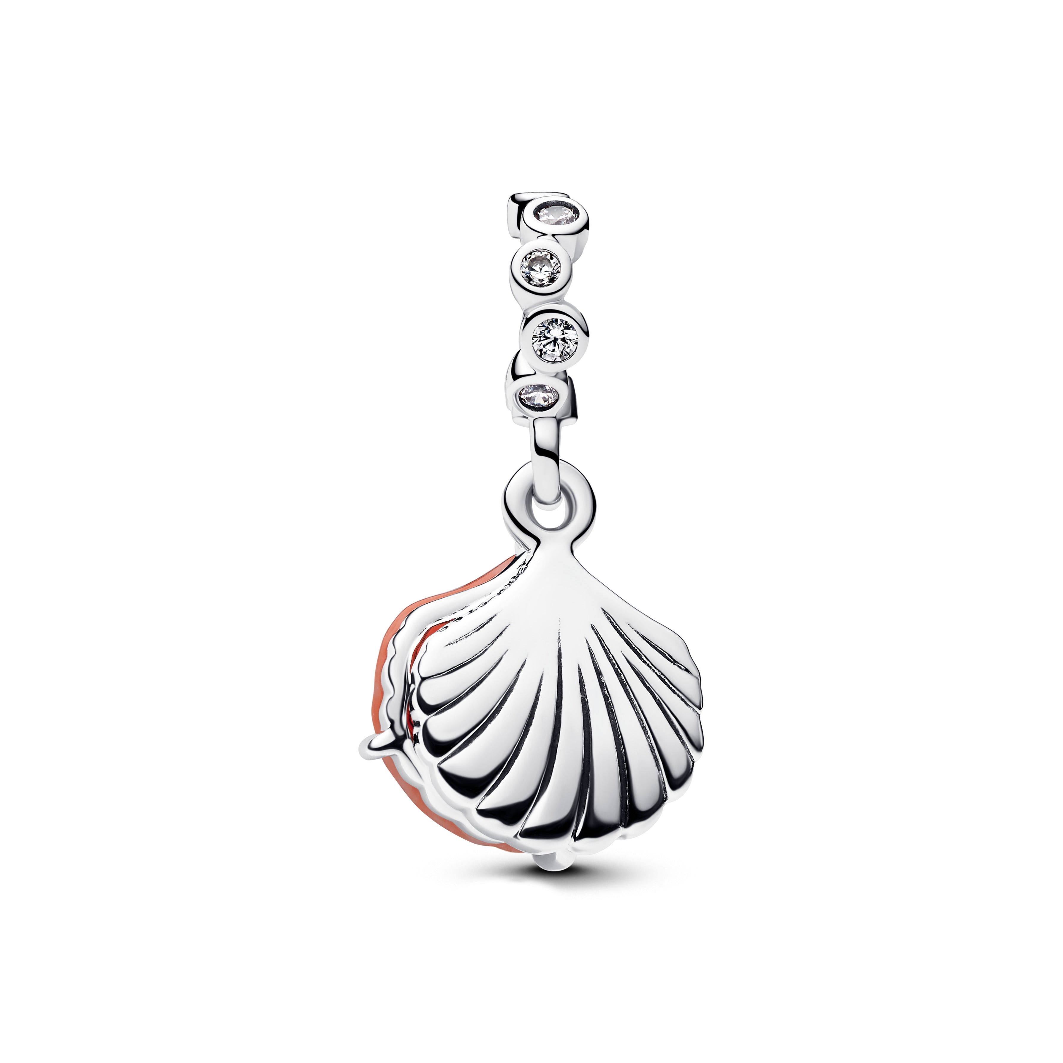 Shell Sterling Silver Double Dangle With Clear Cubic Zirconia And Imitation Coral