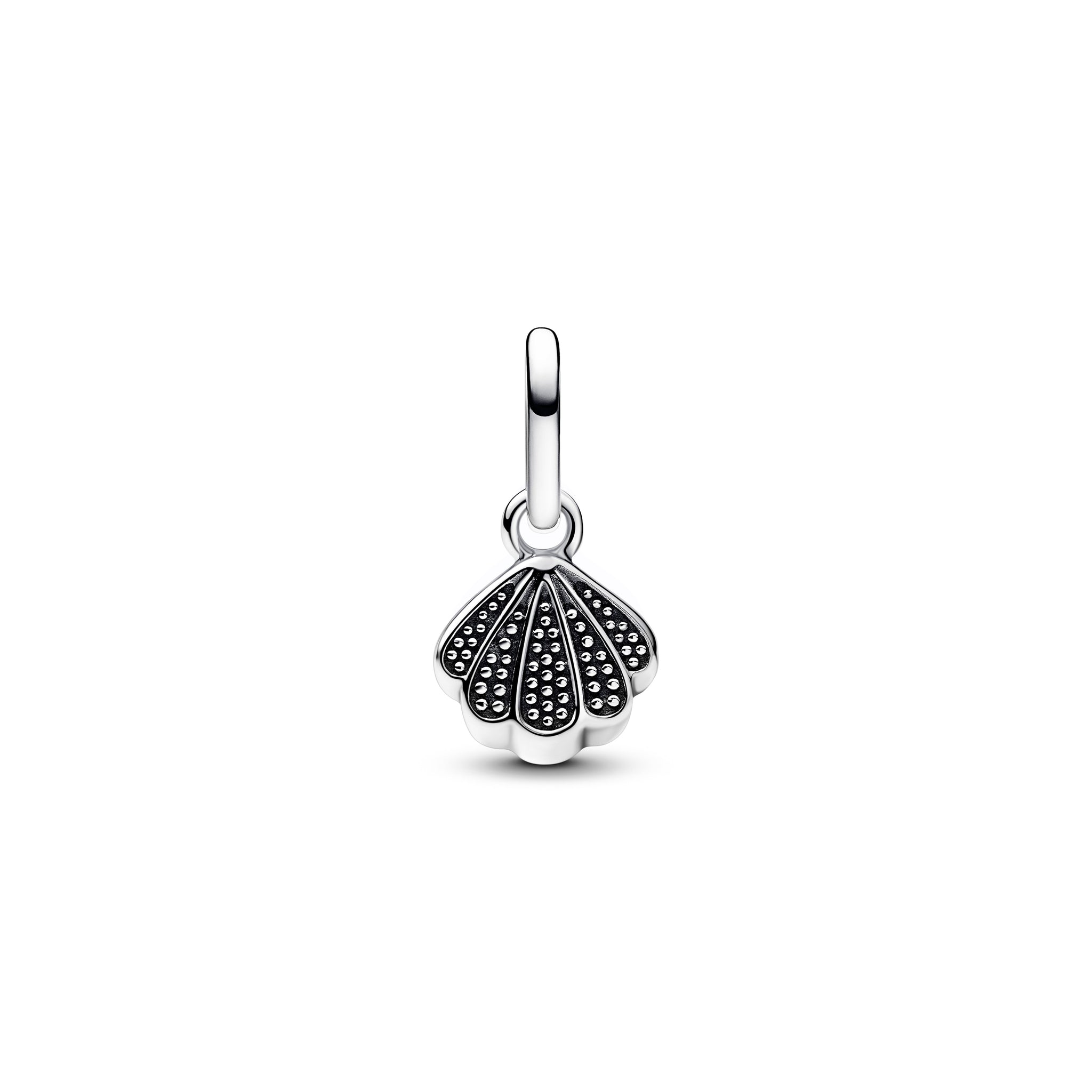 Shell Sterling Silver Mini Dangle With Clear Cubic Zirconia