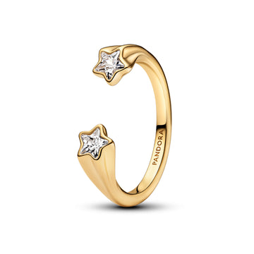 Shooting Star 14K Gold-Plated Open Ring With Clear Cubic Zirconia