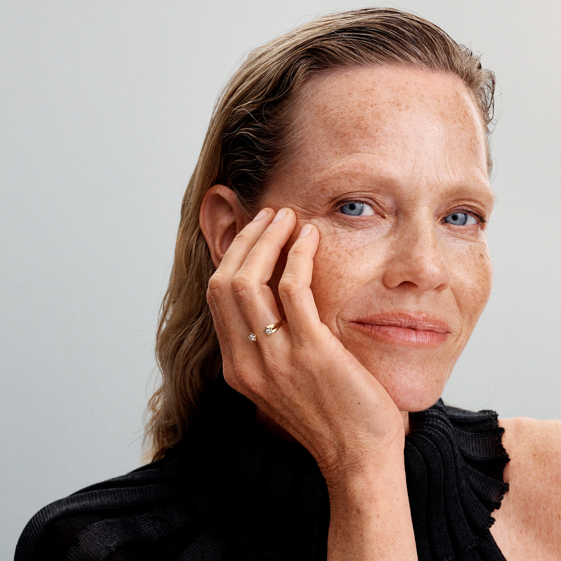 Shooting Star 14K Gold-Plated Open Ring With Clear Cubic Zirconia