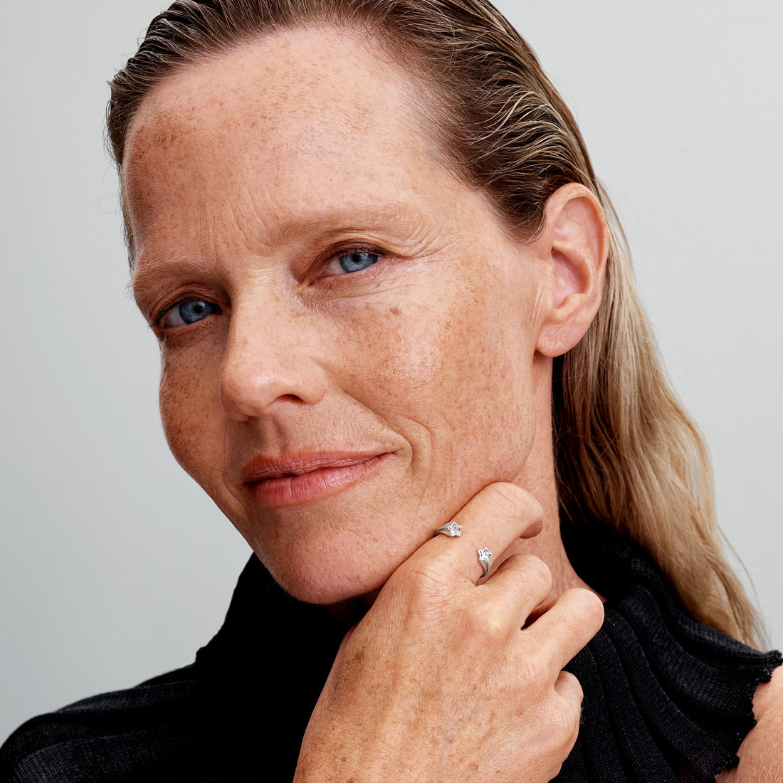 Shooting Star Sterling Silver Open Ring With Clear Cubic Zirconia