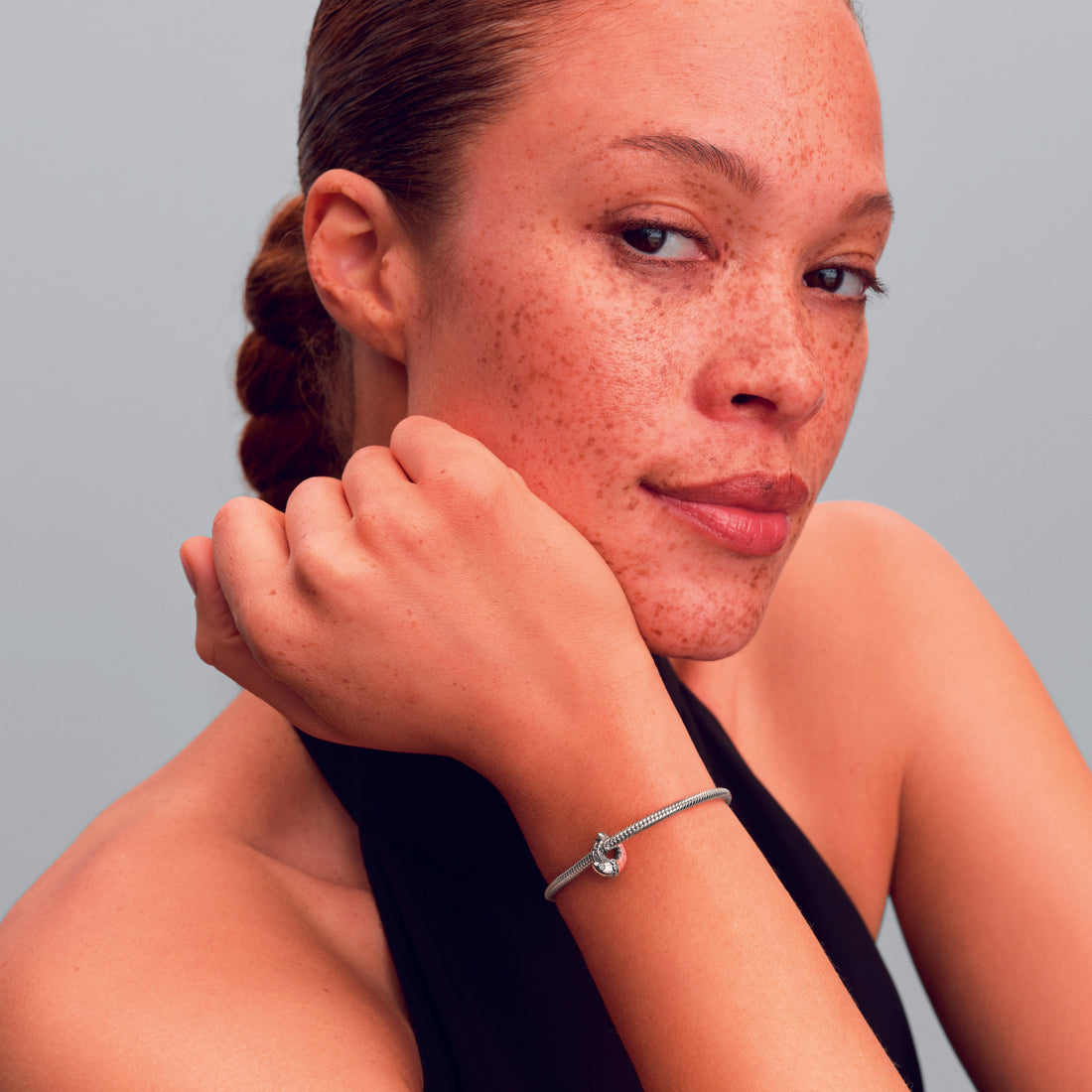 Shrimp Sterling Silver Charm With Clear Cubic Zirconia And Pink Enamel