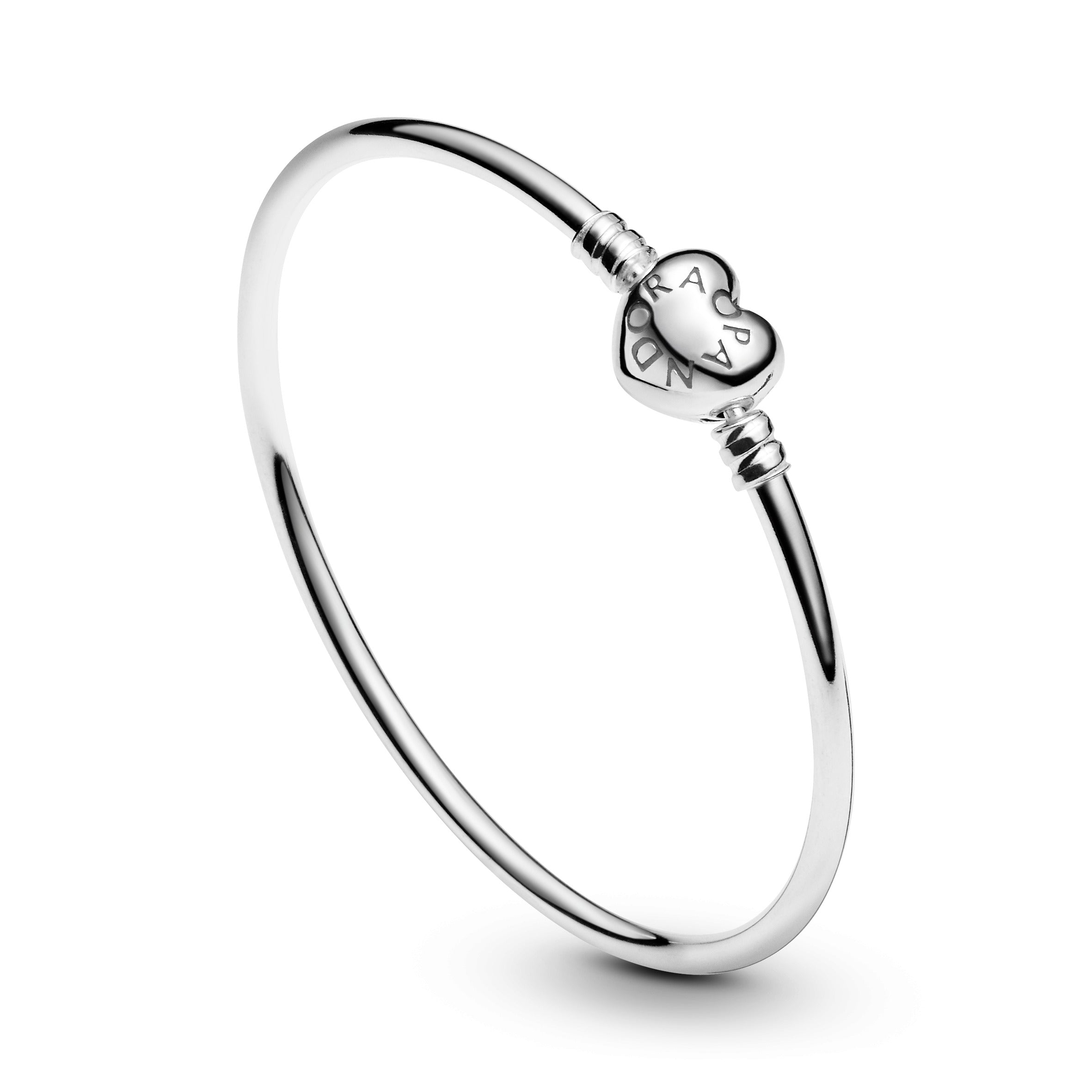 Silver Bangle With Heart-Shaped Clasp