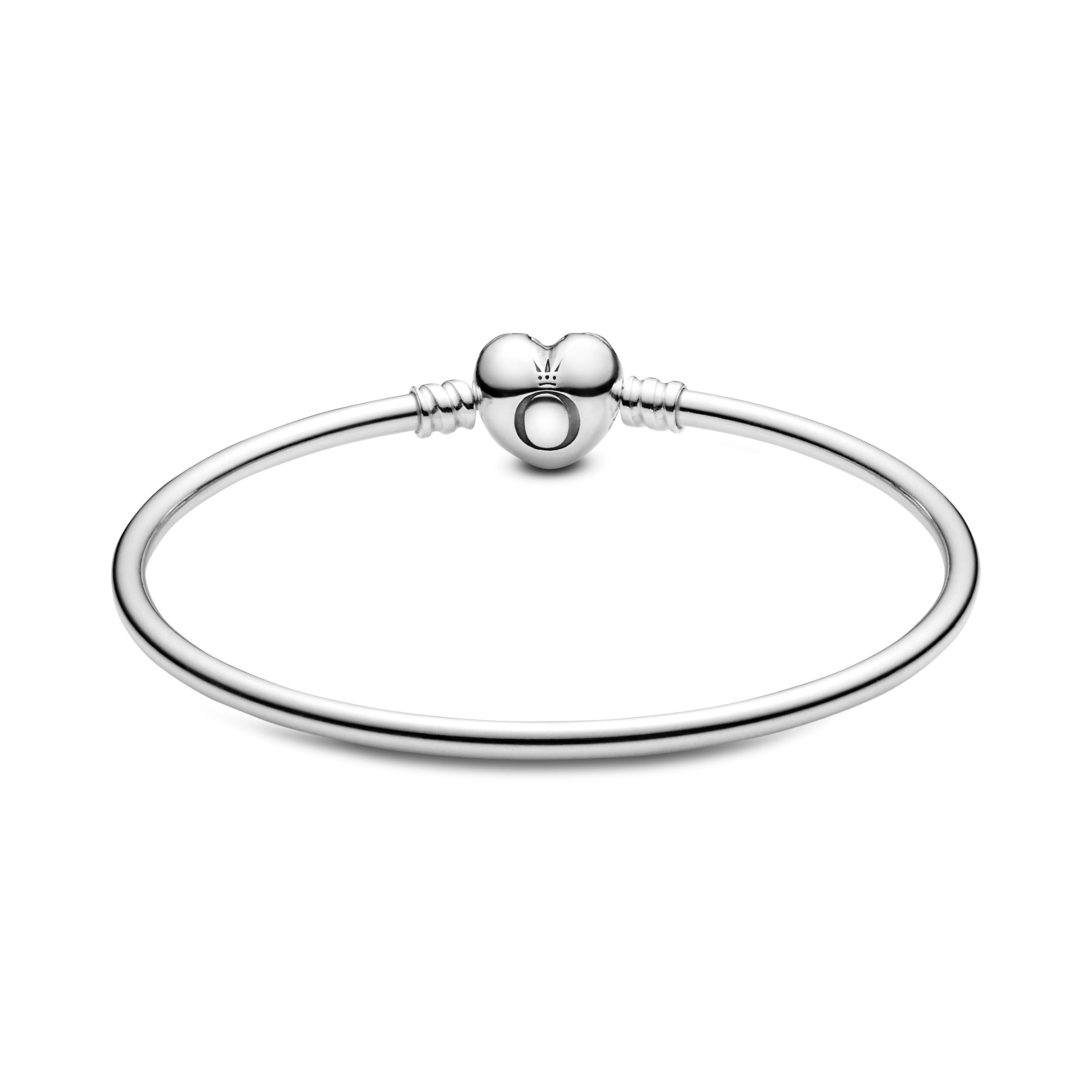Silver Bangle With Heart-Shaped Clasp