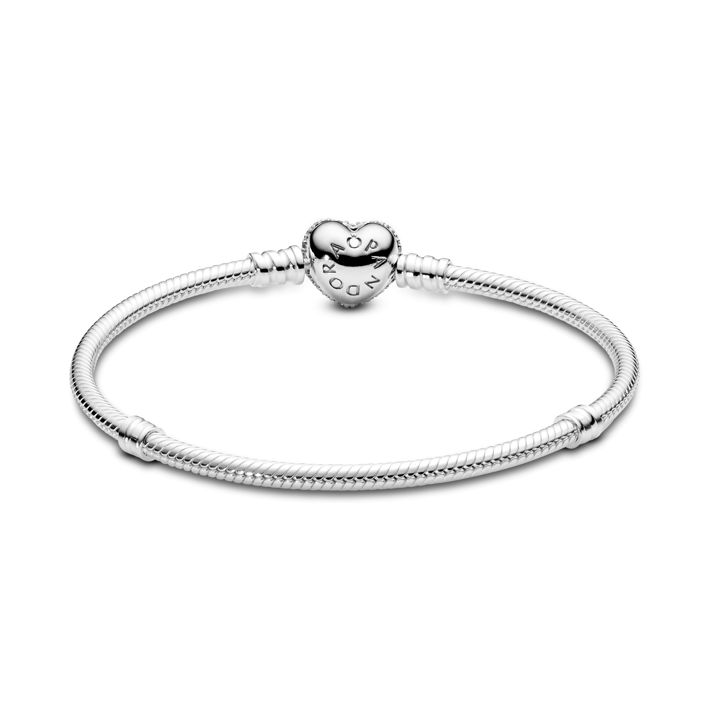 Silver Bracelet With Heart-Shaped Clasp And Cubic Zirconia