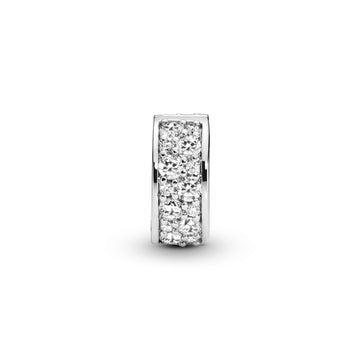 Silver Clip With Clear Cubic Zirconia And Silicone Grip