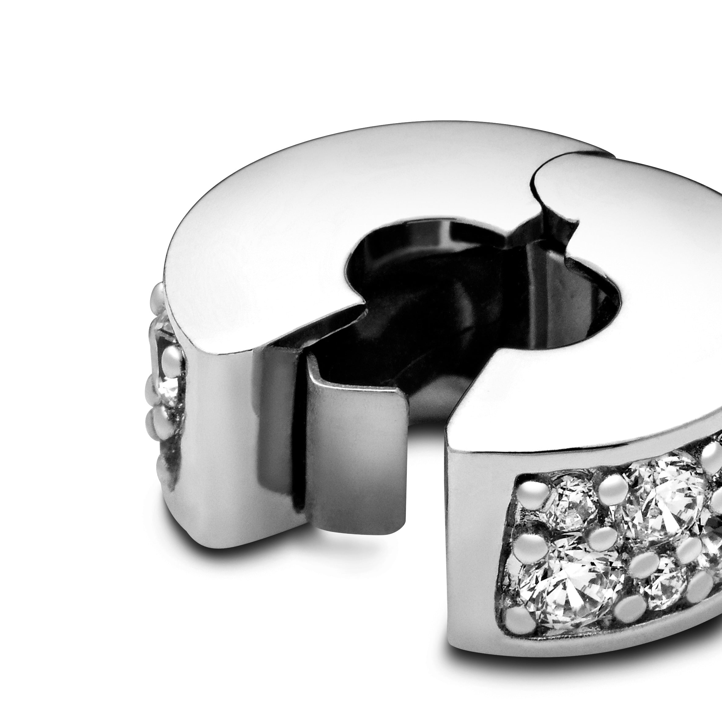 Silver Clip With Clear Cubic Zirconia And Silicone Grip