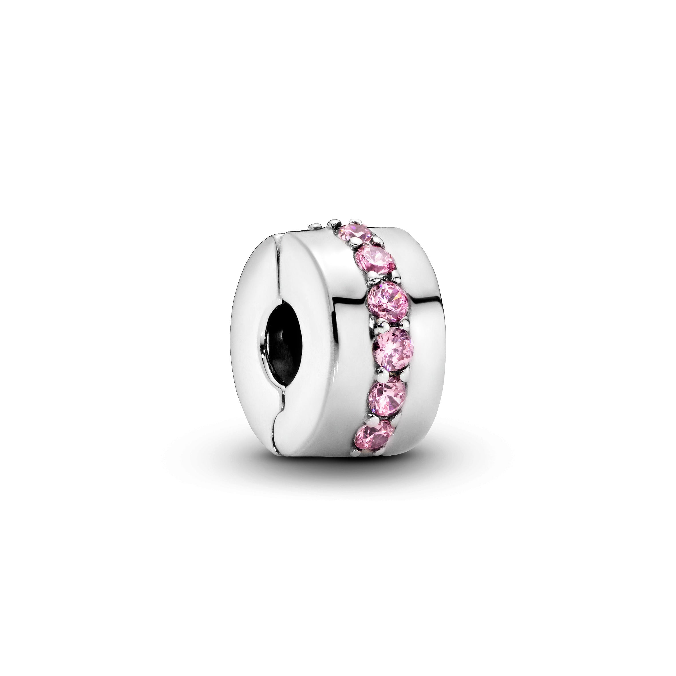 Silver Clip With Pink Cubic Zirconia