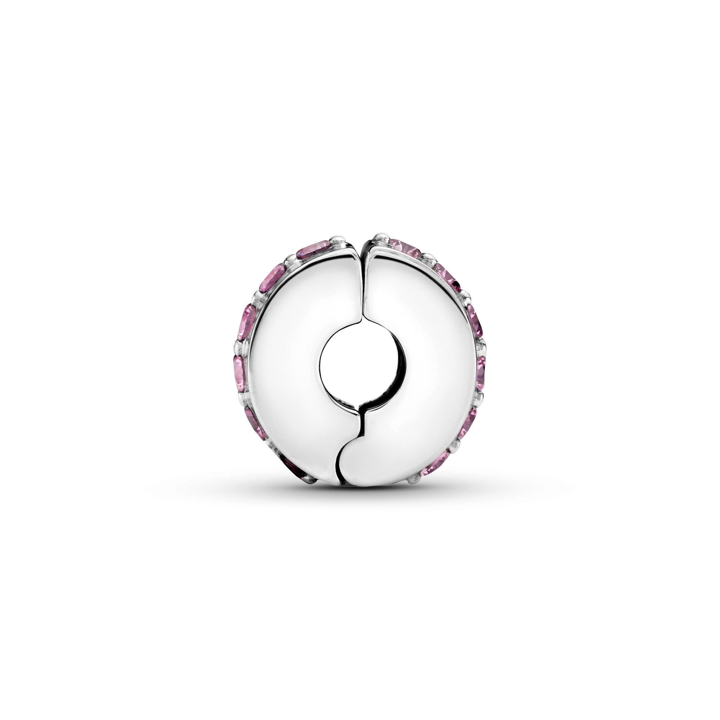 Silver Clip With Pink Cubic Zirconia