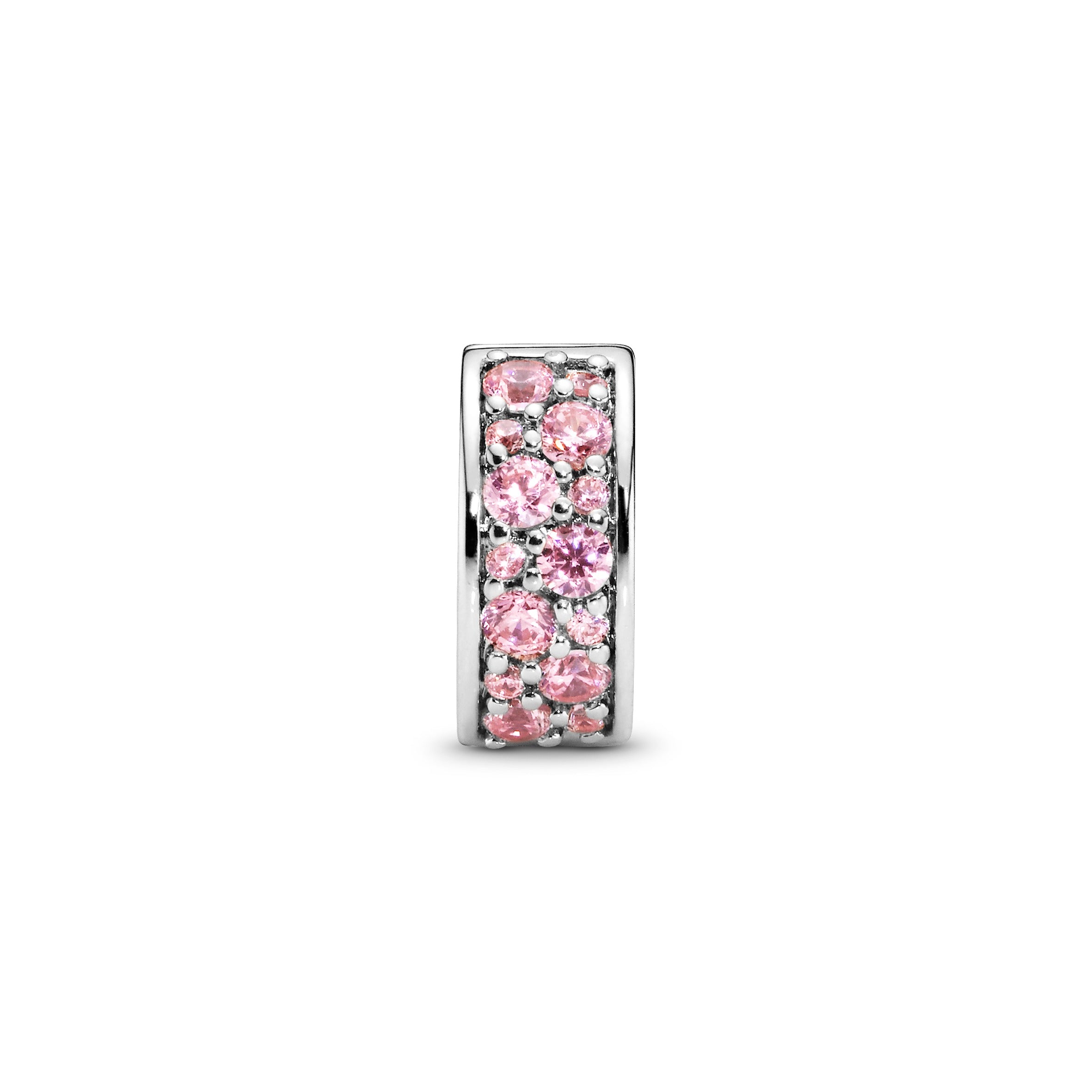 Silver Clip With Pink Cubic Zirconia And Silicone Grip