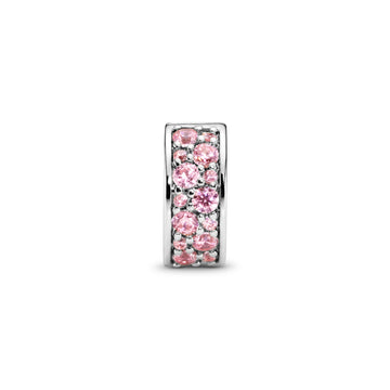 Silver Clip With Pink Cubic Zirconia And Silicone Grip