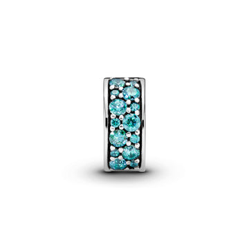 Silver Clip With Teal Cubic Zirconia And Silicone Grip