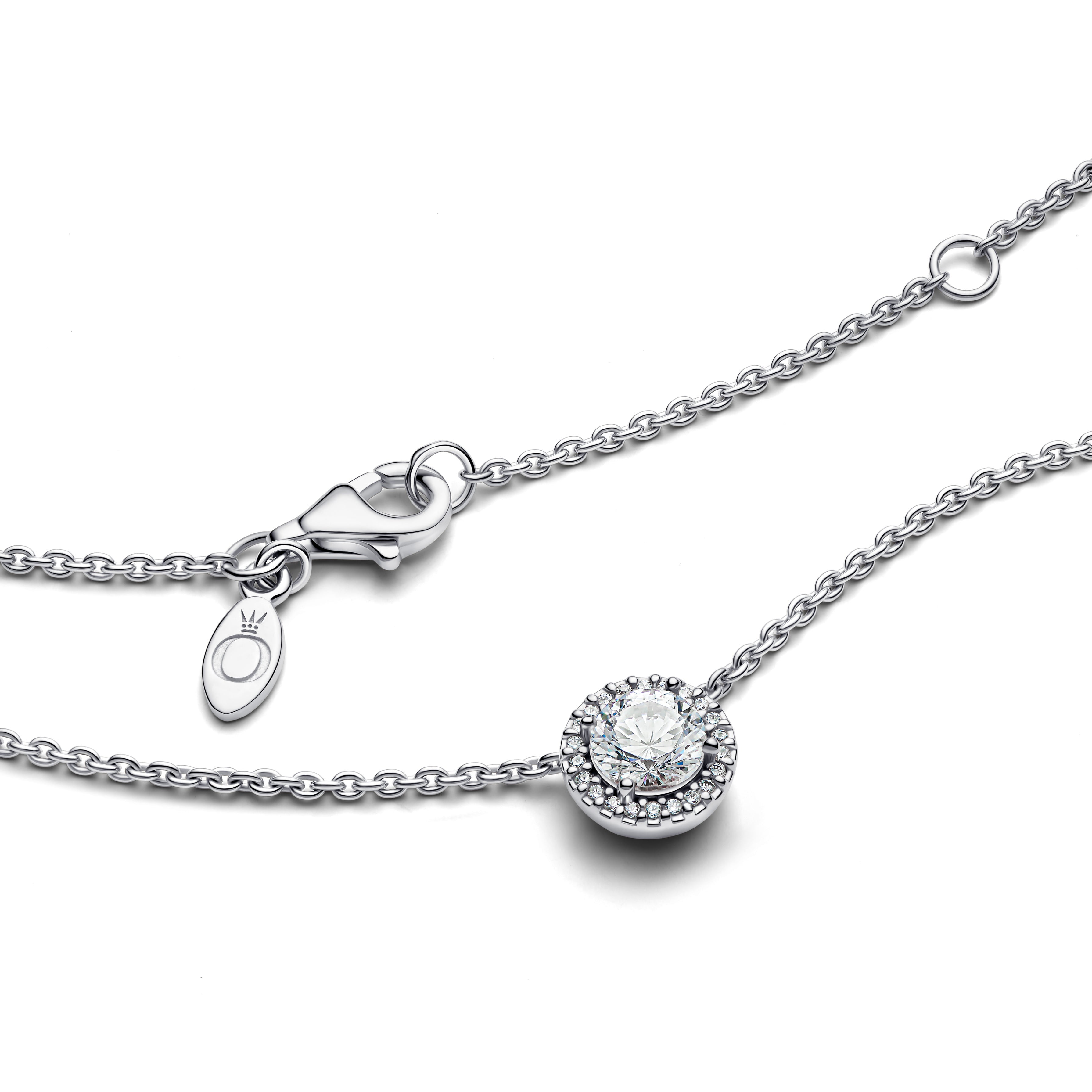 Silver Necklace With Clear Cubic Zirconia