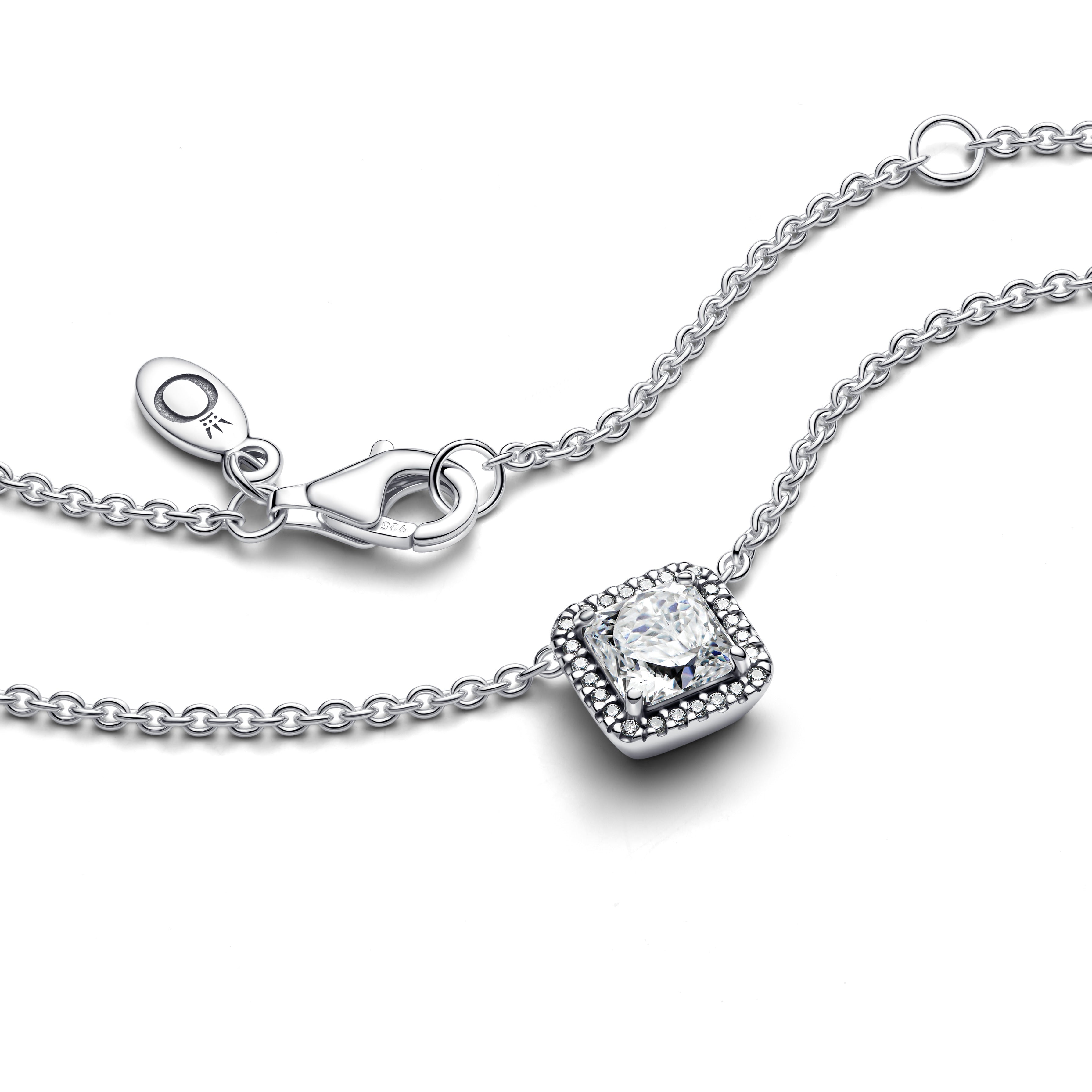 Silver Necklace With Clear Cubic Zirconia