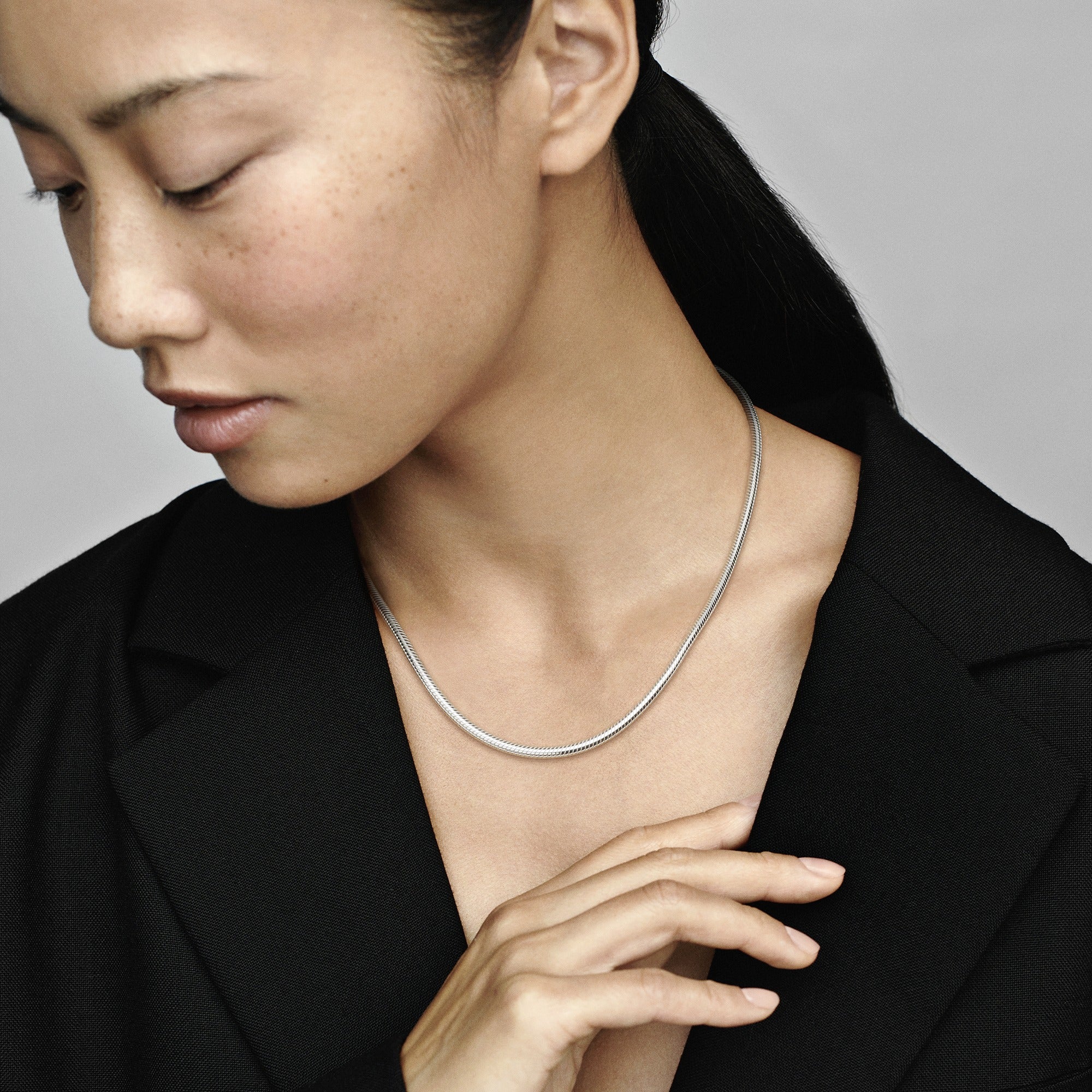 Silver Necklace With Round Clasp