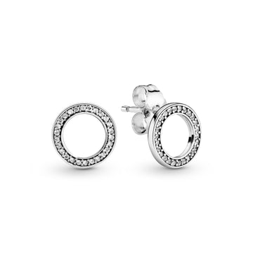 Silver Stud Earrings With Clear Cubic Zirconia