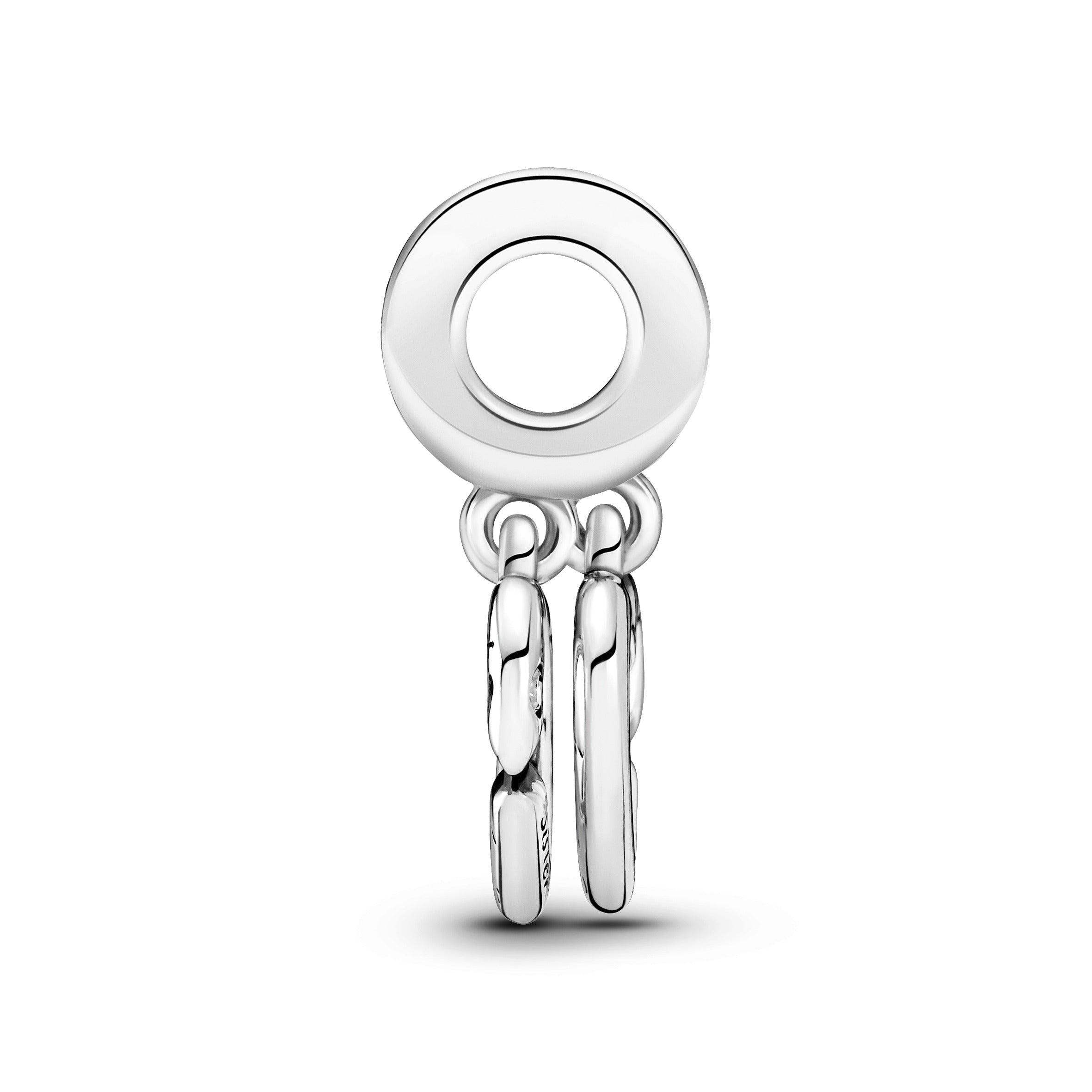 Sister Hearts Sterling Silver Split Dangle With Clear Cubic Zirconia