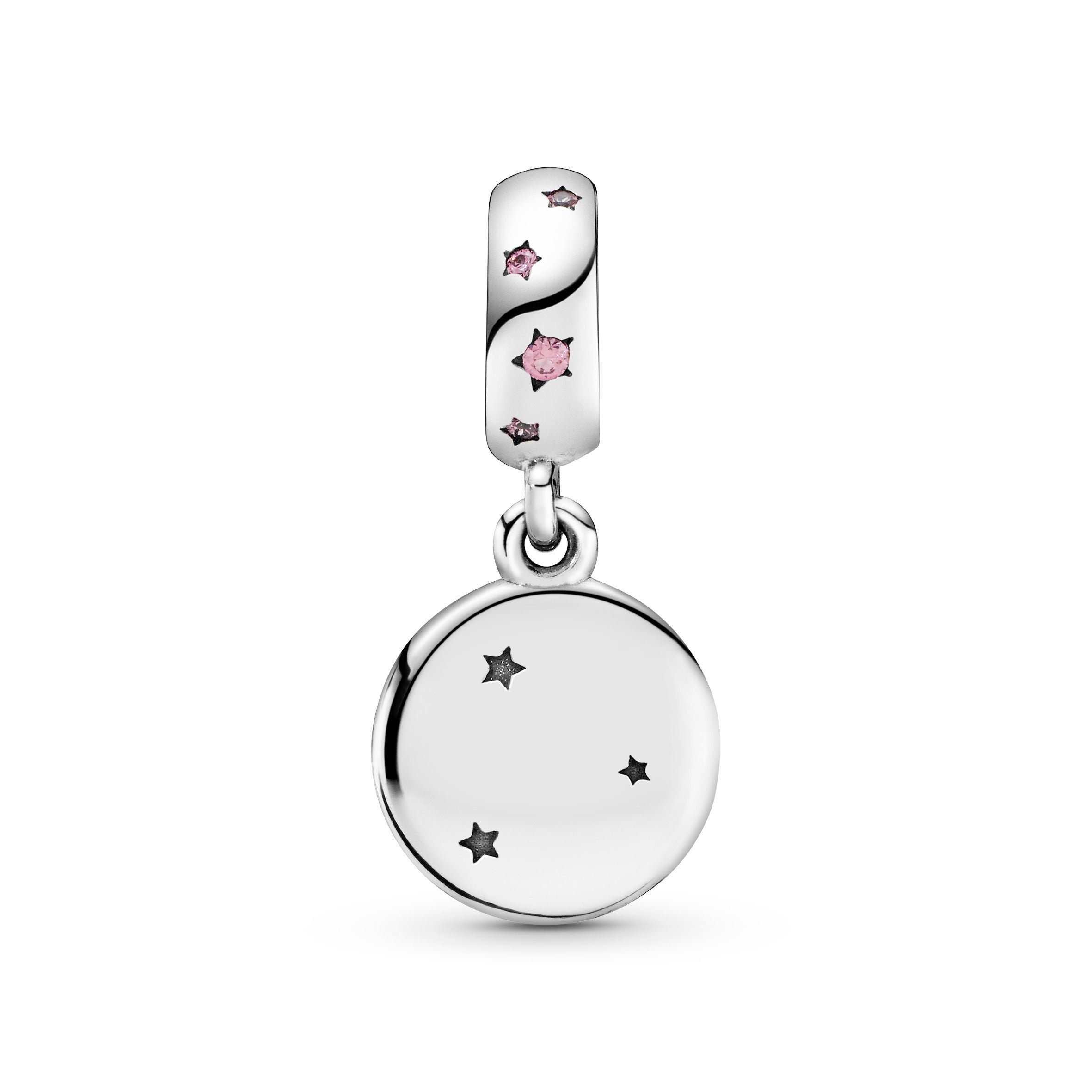 Sisters Silver Dangle With Fancy Fuchsia Pink Cubic Zirconia