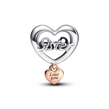 Sister Sterling Silver And 14K Rose Gold-Plated Charm