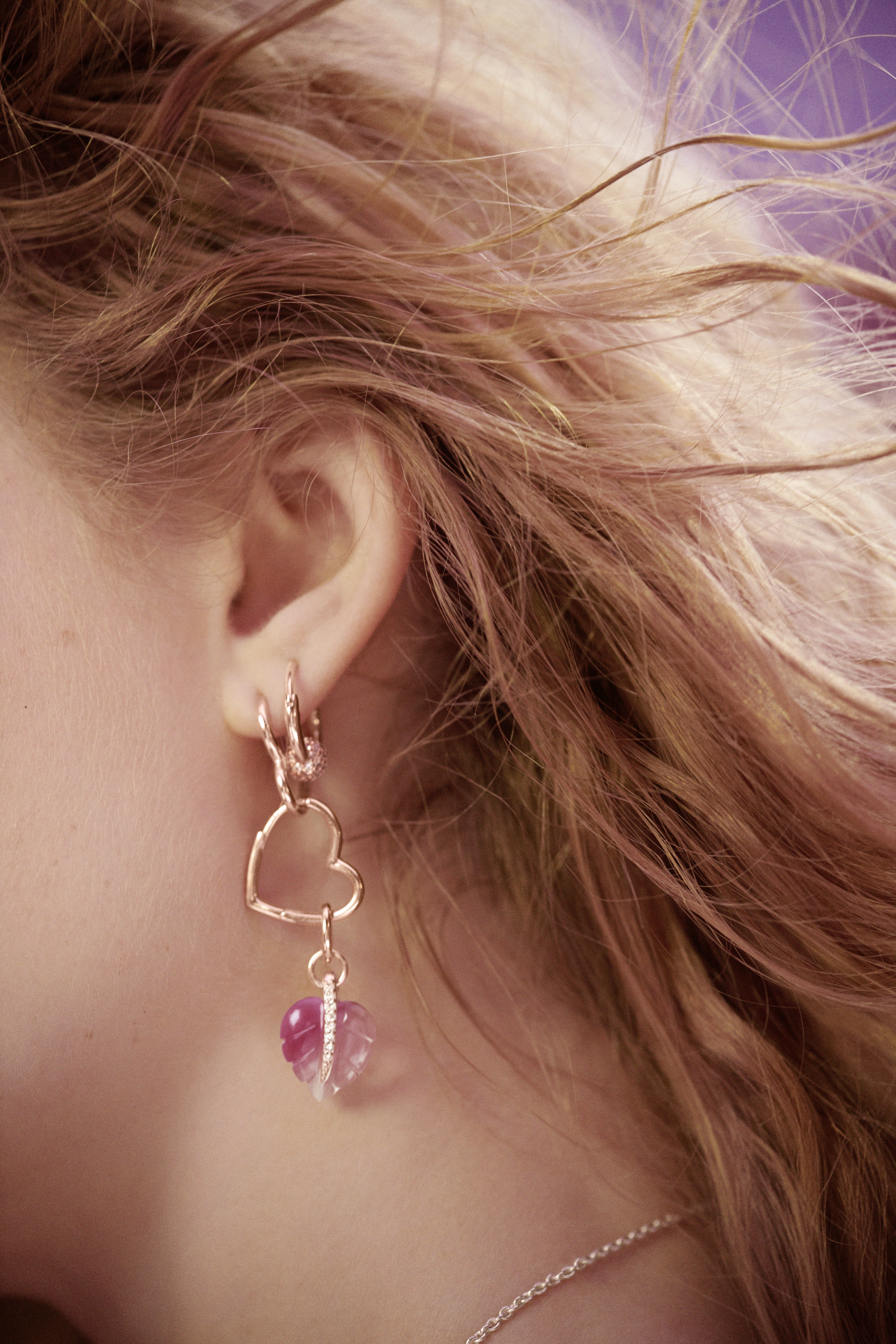 Small Asymmetric Heart 14K Rose Gold-Plated Hoop Earrings