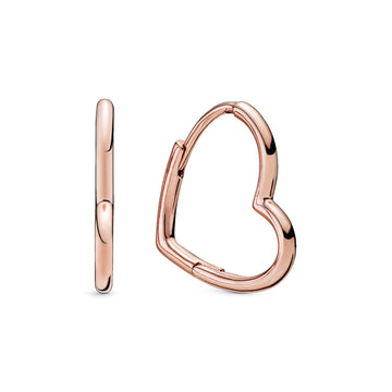 Small Asymmetric Heart 14K Rose Gold-Plated Hoop Earrings