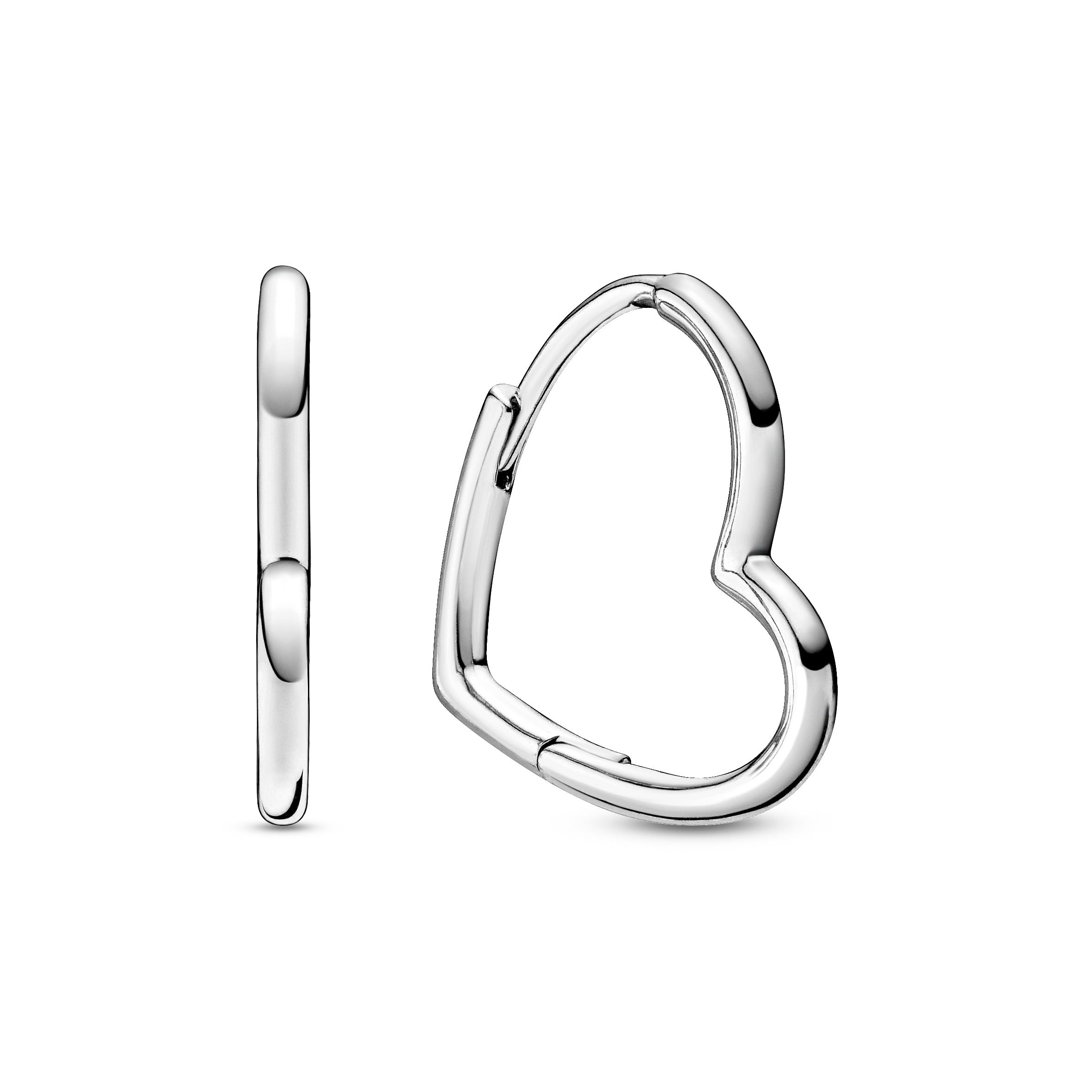 Small Asymmetric Heart Sterling Silver Hoop Earrings