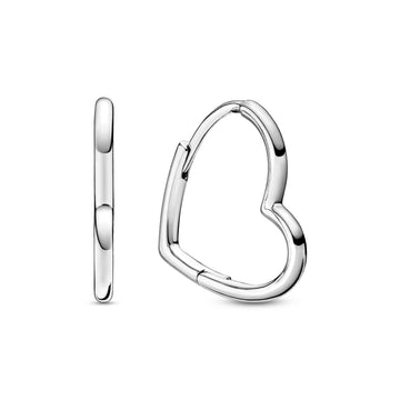 Small Asymmetric Heart Sterling Silver Hoop Earrings