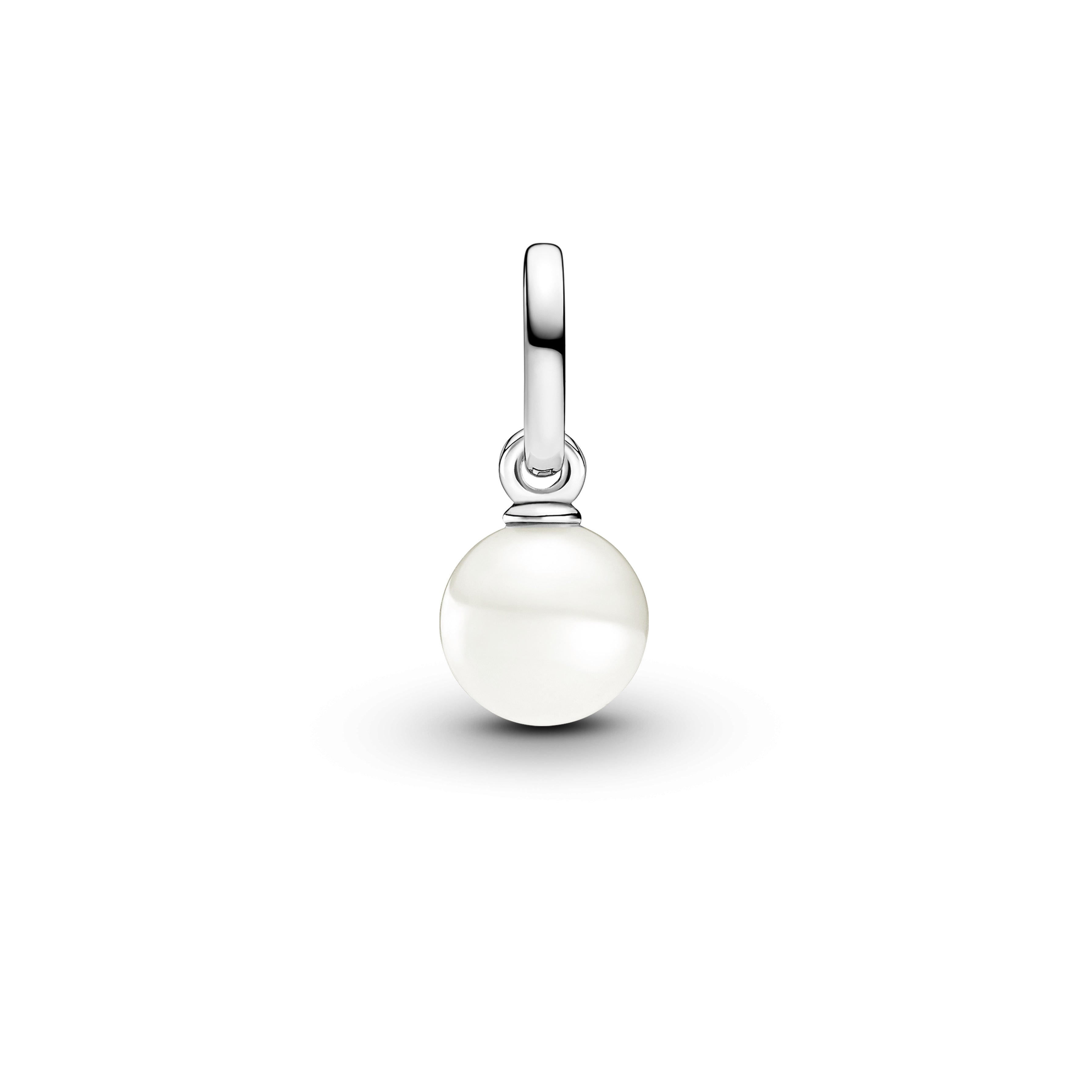 Smiley Sterling Silver Mini Dangle With White Treated Freshwater Cultured Pearl And Black Enamel