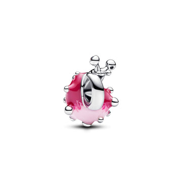 Snail Sterling Silver Charm With Light Pink, Clear Cubic Zirconia And Shaded Pink Enamel